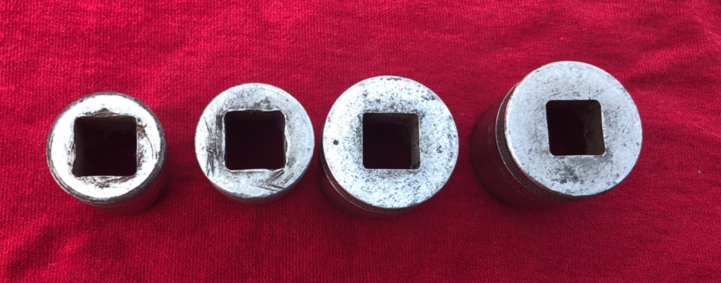 4 Vintage CRAFTSMAN BE Series 1/2 Inch Drive 8-Point Double Square Sockets