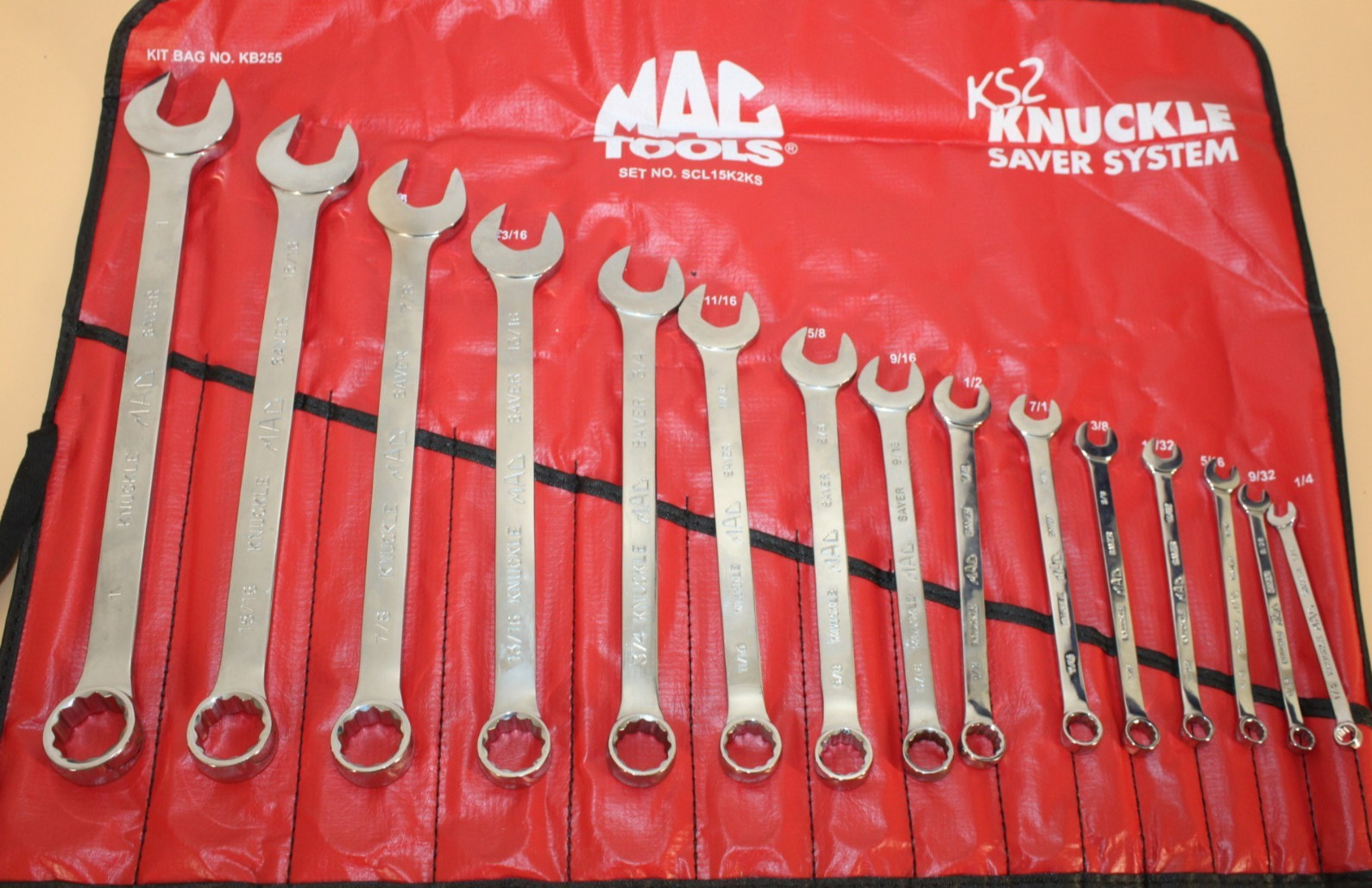 Mac Tools SCL15K2KS 15 Piece SAE Knuckle Saver End Wrench Set, 1/4″ thru 1″