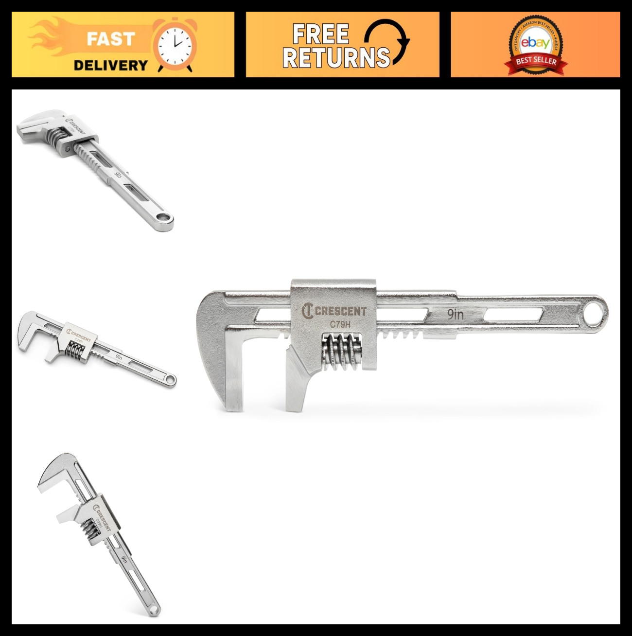 9″ Automotive Wrench – Heavy-Duty Chrome Vanadium, Adjustable, Precision Tool