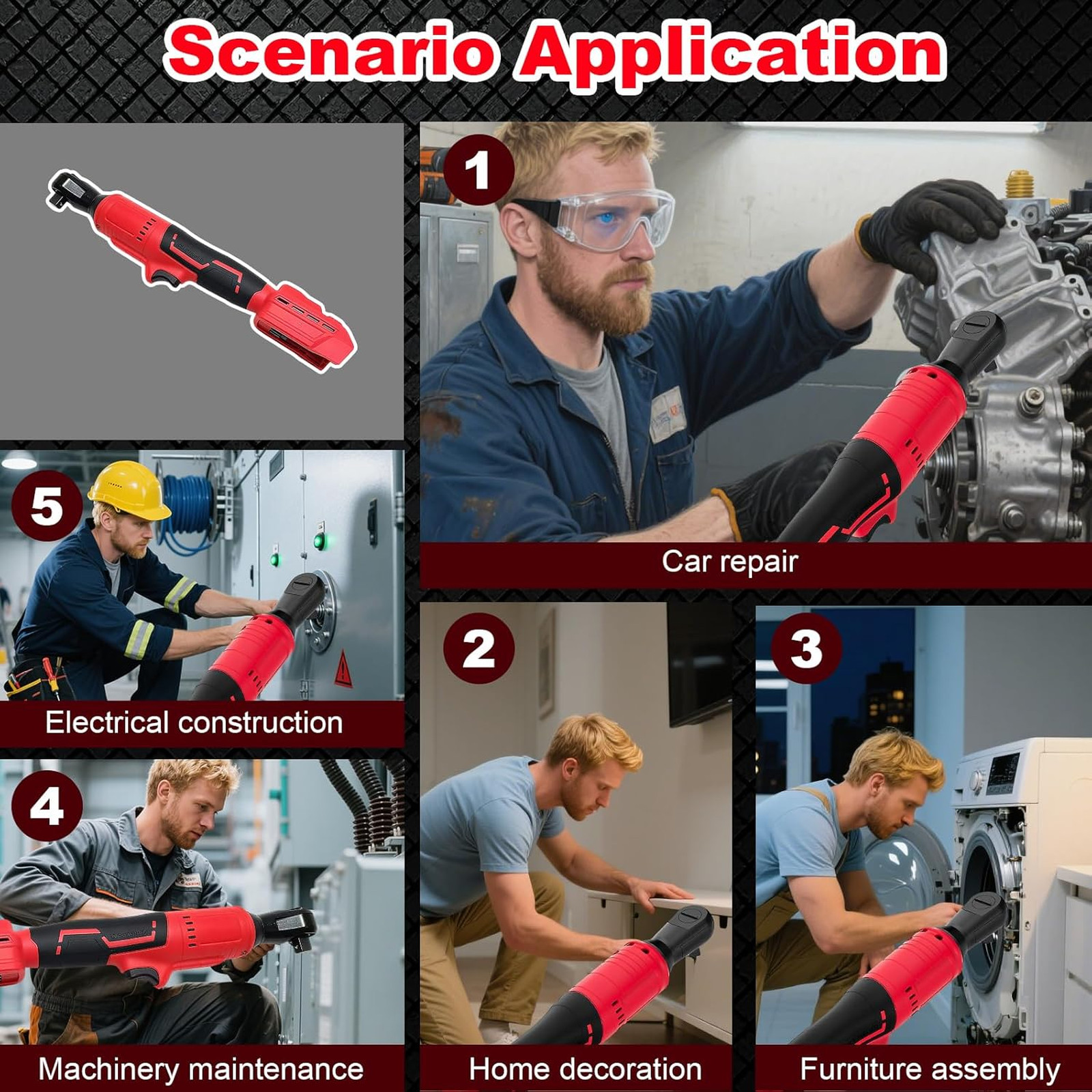3/8″ Ratchet Wrench Compatible with Milwaukee 18v Battery,Brushless Motor 400rpm