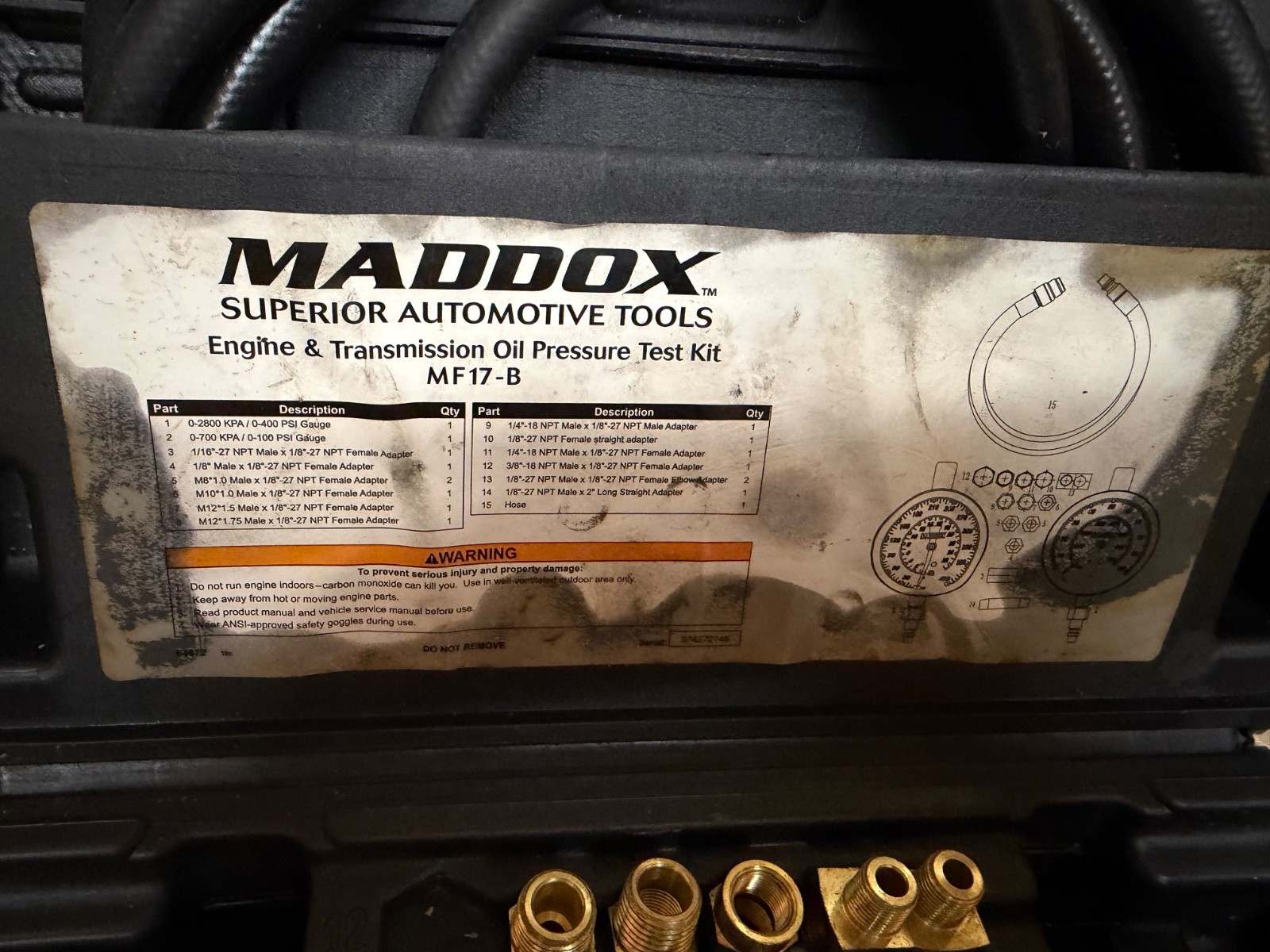 MADDOX Engine & Transmission Oil Pressure Test Kit MF17-B