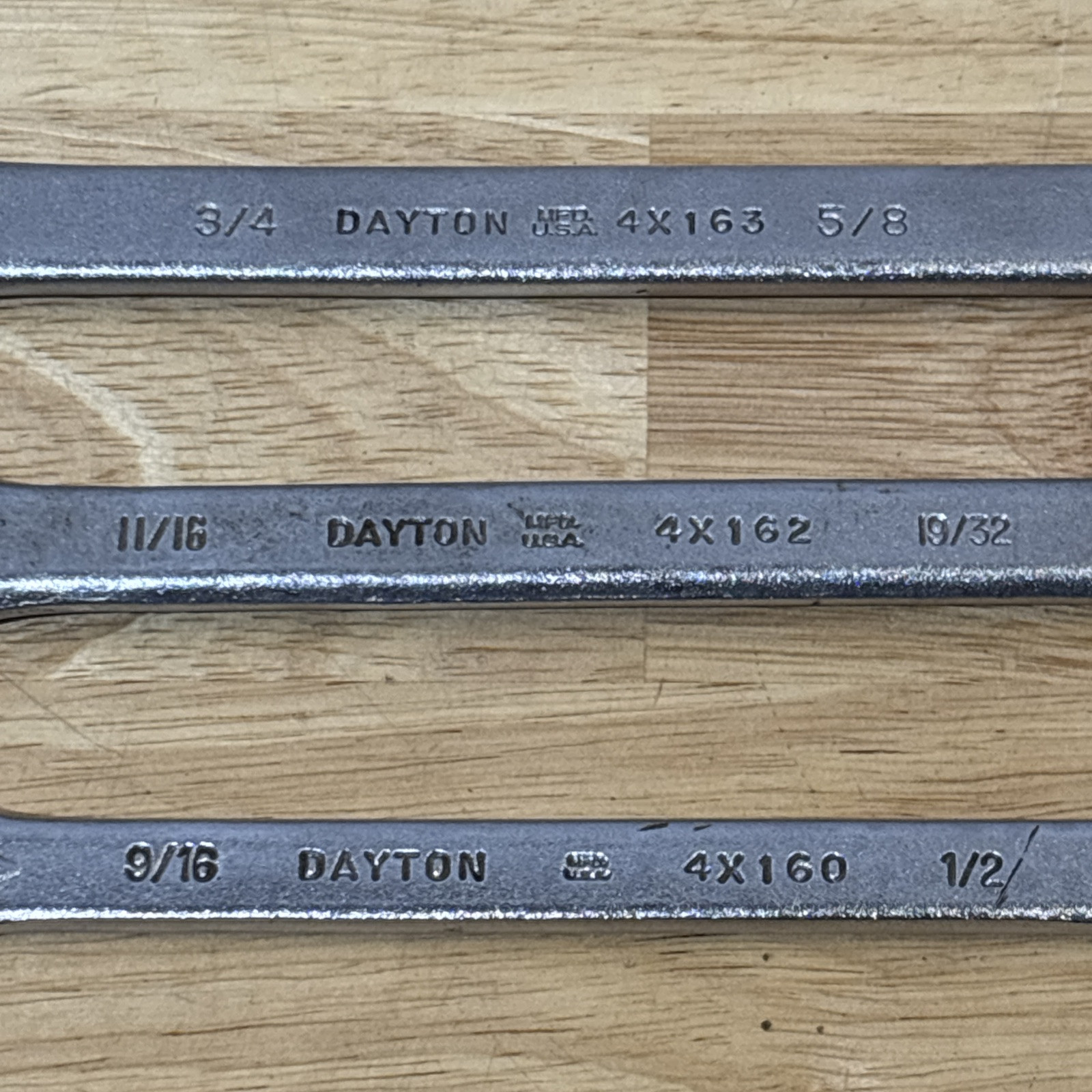 Dayton SAE Double Open End Wrench Set 3/8″ 1/2″» to 3/4″ 4×163 4×162 4×160 USA