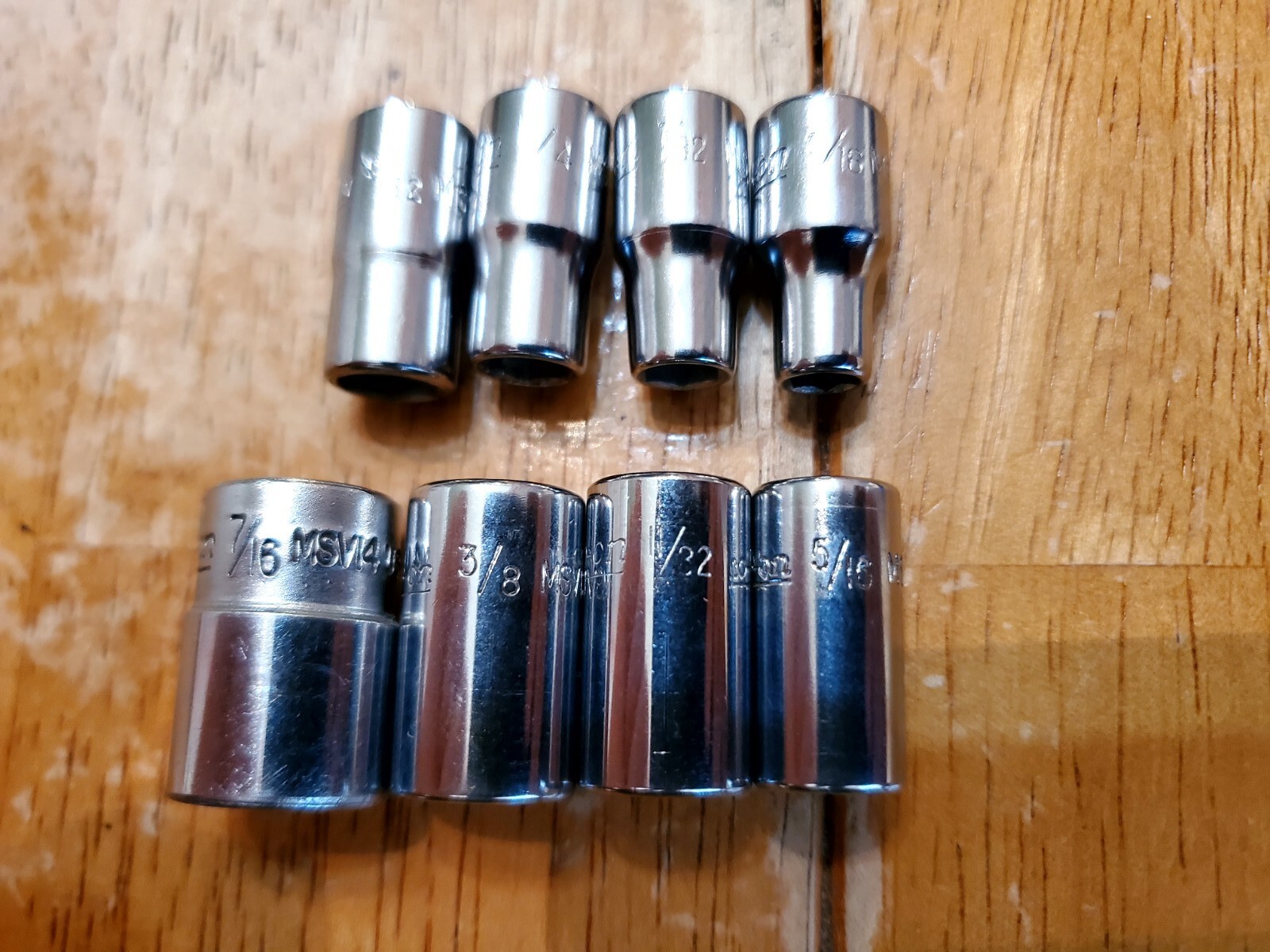 Snap On 1/4 Drive 3/16-7/16 6PT Shallow Sockets V Series Lot Of 8