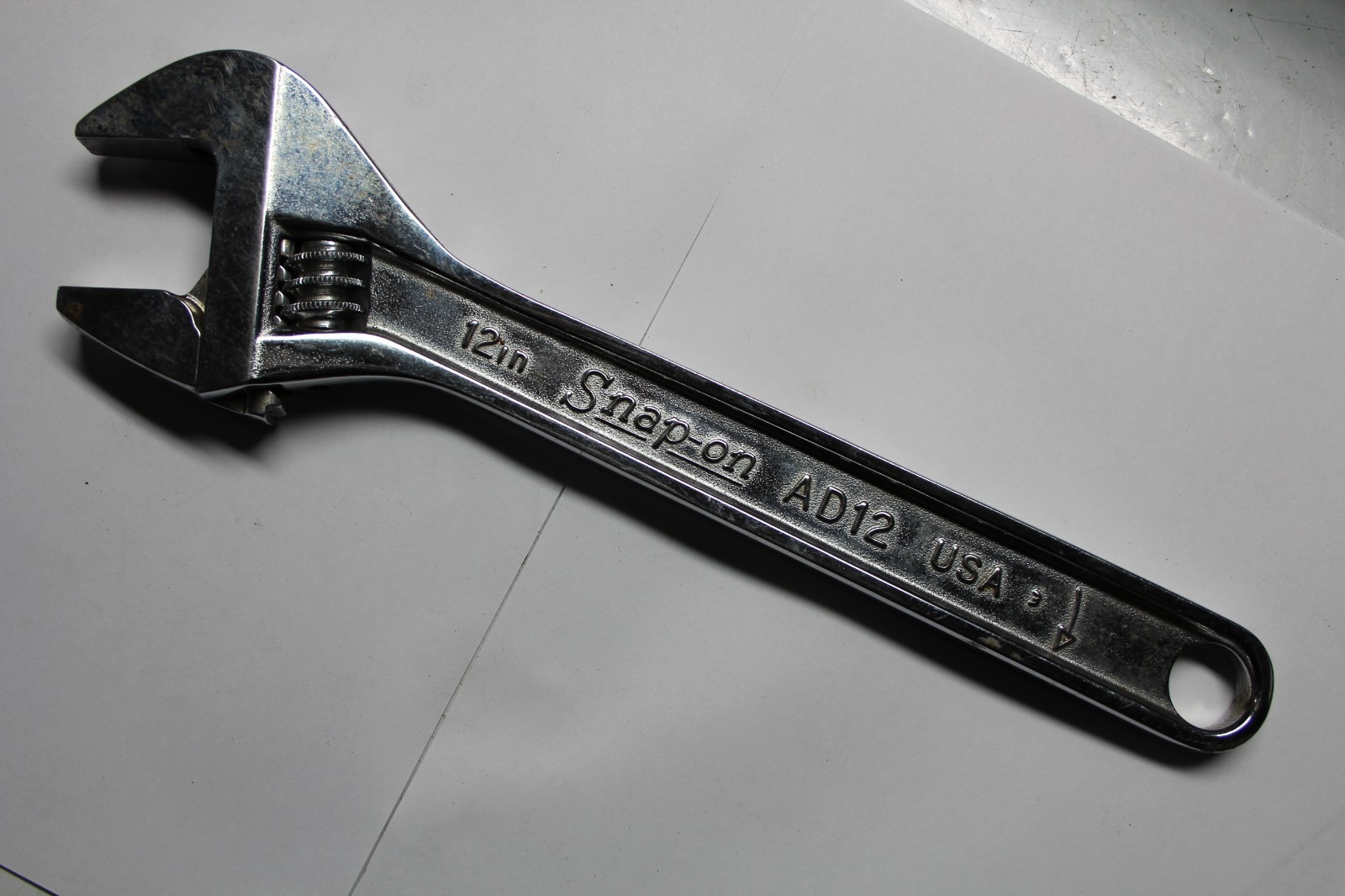 Snap-On Tools AD12 12″ 300mm Chrome Adjustable Smooth Jaw Wrench USA