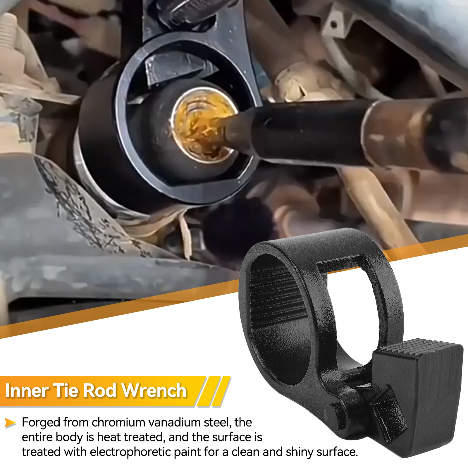 Inner Tie Rod Wrench 27-42mm Steering Track Removal Garage Tool Black Universal;