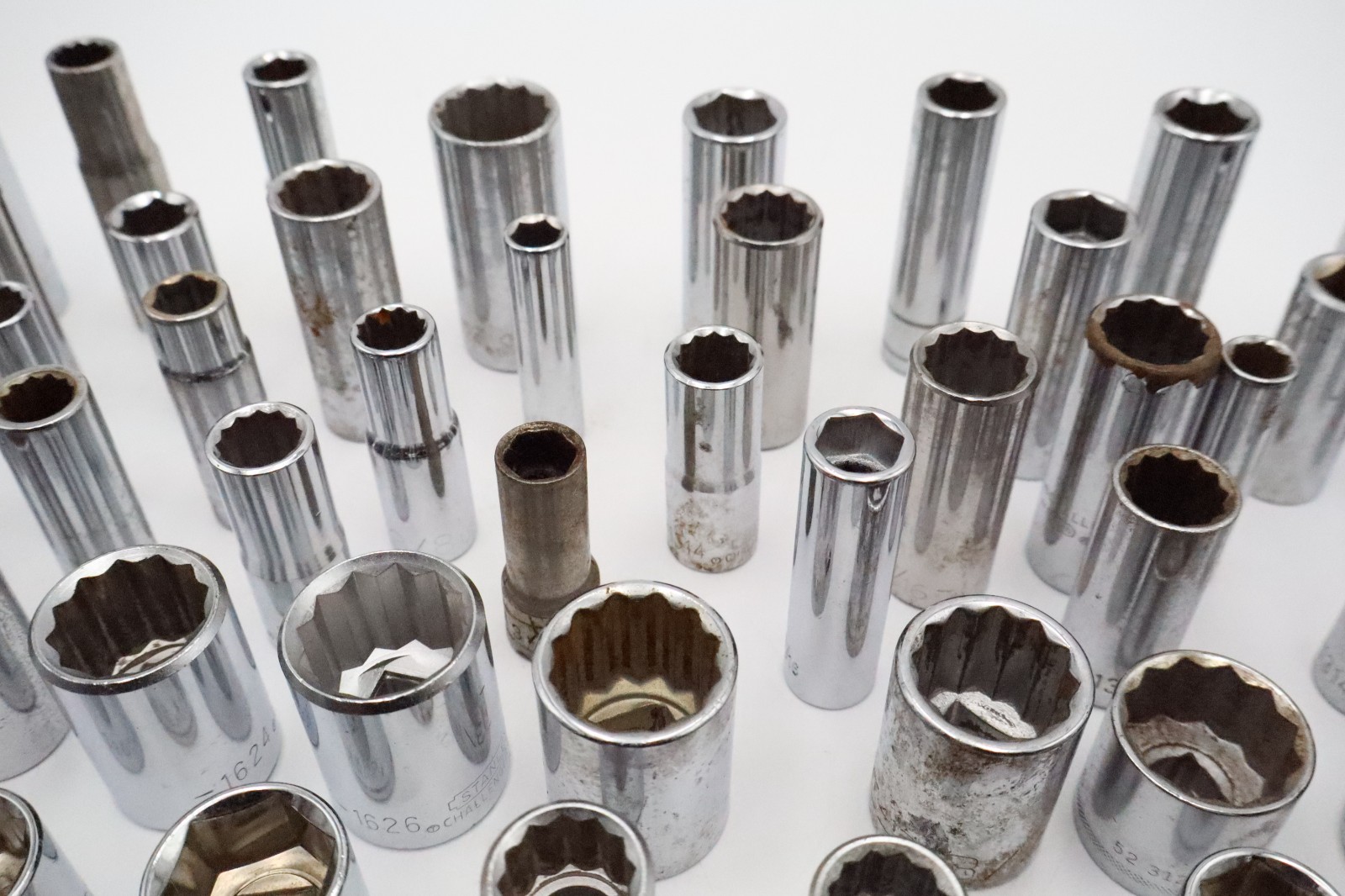Large Mixed Socket Lot 1/4 3/8 1/2 Drive SAE Metric Deep Standard USA Tools
