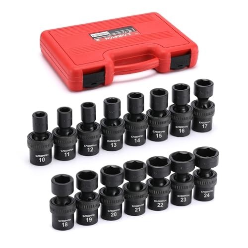 15 PCS 1/2″ Drive Universal Impact Socket Set, 6 Point Metric 10-24mm Tools