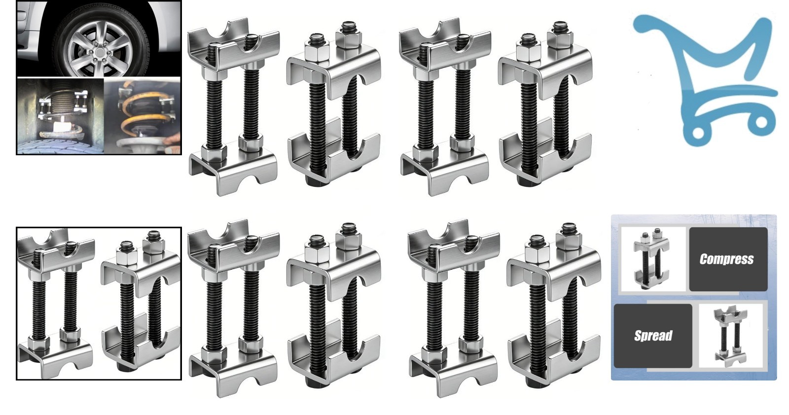 8 Pack Coil Spring Spacer Adjustable Spring Compressor Kit for Cars SUVs Trucks