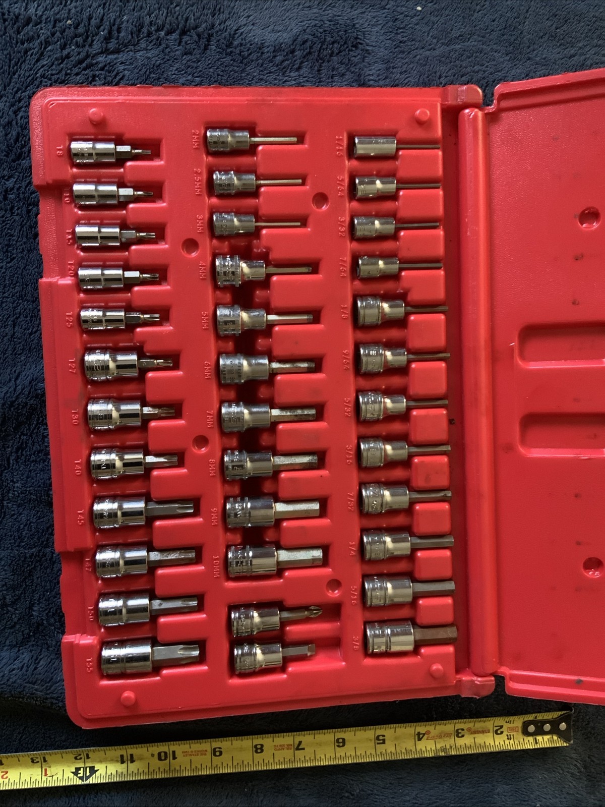 Snap On 36pc Torx And Hex Bit Socket Set….3/8 And 1/4” Drives…..