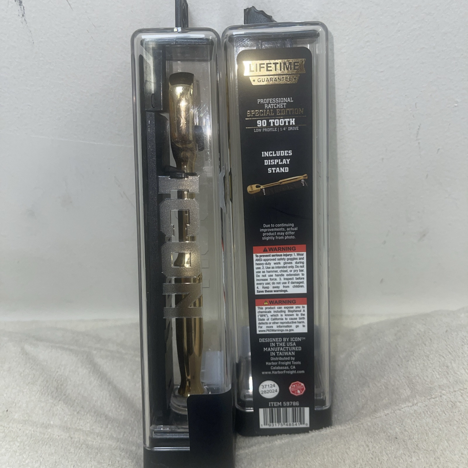Icon 24K Gold Plated 1/4” Ratchet Professional Special Edition Wrench 59786 NEW