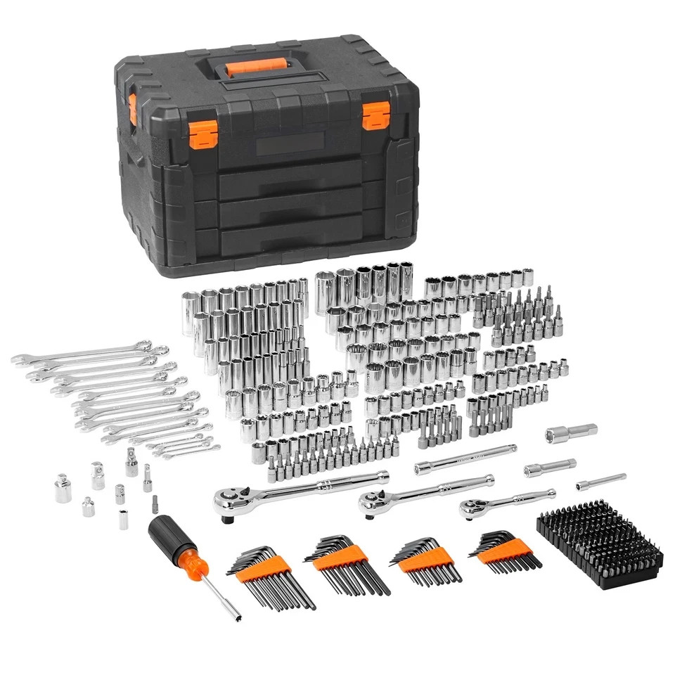 Mechanics Tool Set and Socket Set, 1/4″ 3/8″ 1/2″ Drive Deep and Standard Soc…