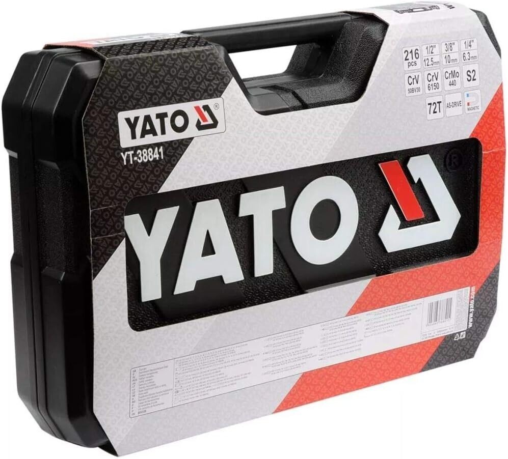 SOCKET SET RATCHET Yato Professional 216 pcs 1/2 1/4 3/8 Tools Toolbox YT-38841