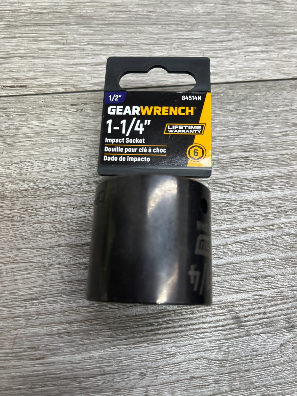 GEARWRENCH 1/2″ Drive 6 Pt. Standard Impact Socket, 1-1/4″ – 1-1/4 in, Black