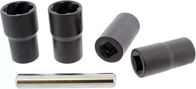 5Pcs Twist Socket 1/2” Drive For Wheel Lug Nut Damaged Removal and Extractor
