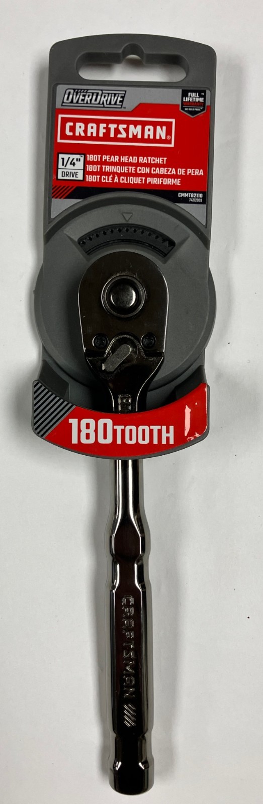 Craftsman CMMT82110 Overdrive 1/4″ 180 Tooth Gunmetal Chrome Ratchet New Shipped
