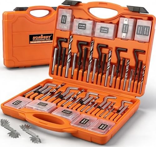 348-Piece Thread Repair Kit – Metric & SAE Helicoil Set with HSS Drill Bits, Tap