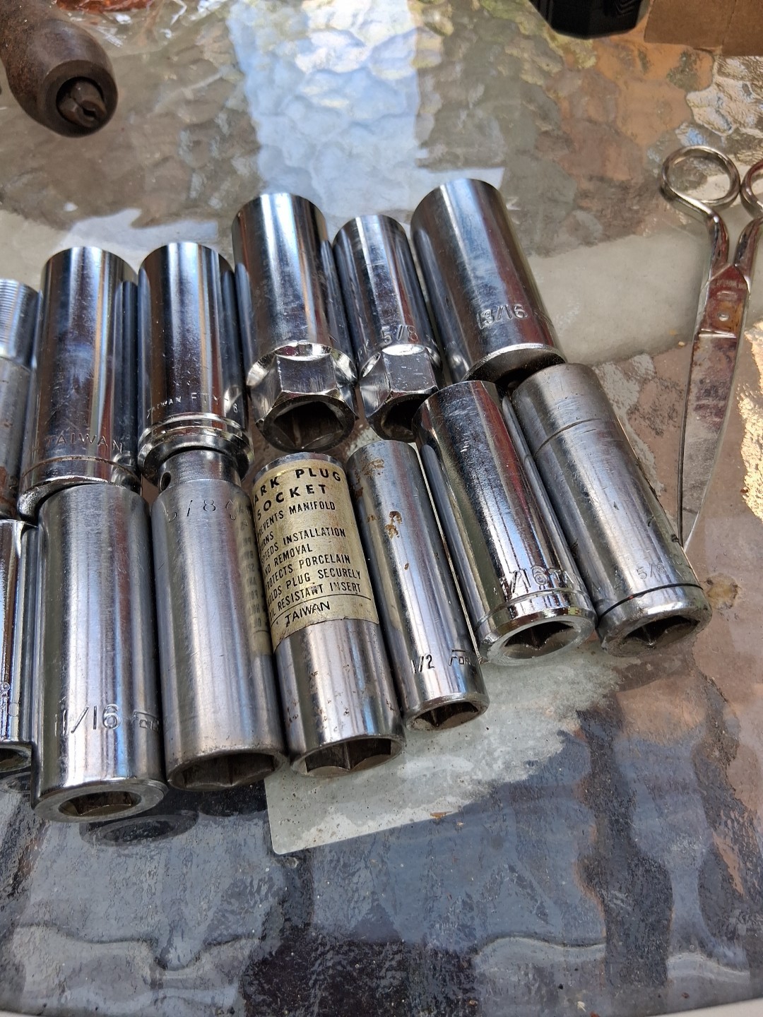 Sockets Lot 19 Sae & Metric Deep Sockets Etc. Various Sizes.