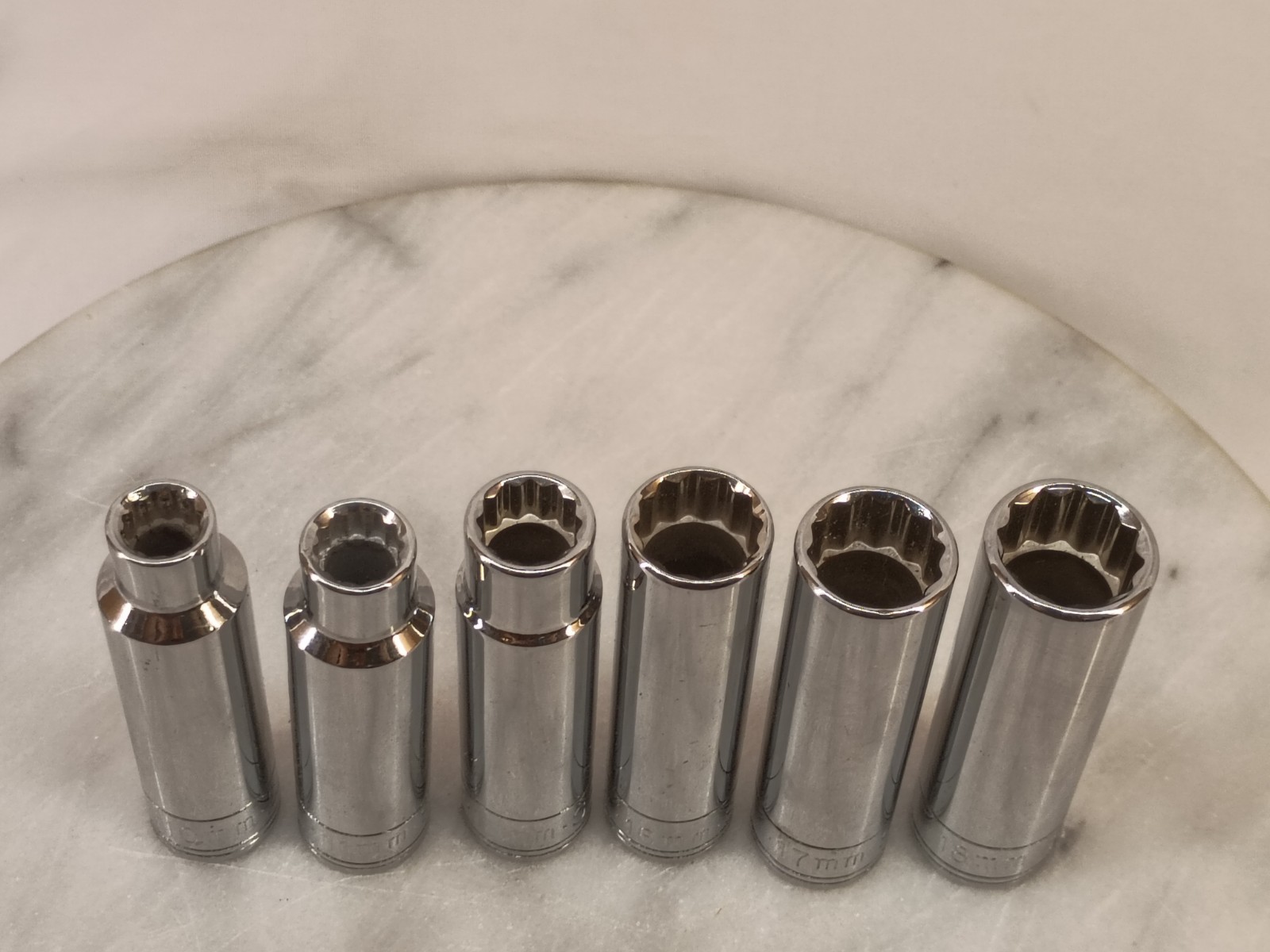 SET of 6 NOS S•K USA 1/2″ Drive 12pt. Deep METRIC sockets 10,11,13,16,17,18mm