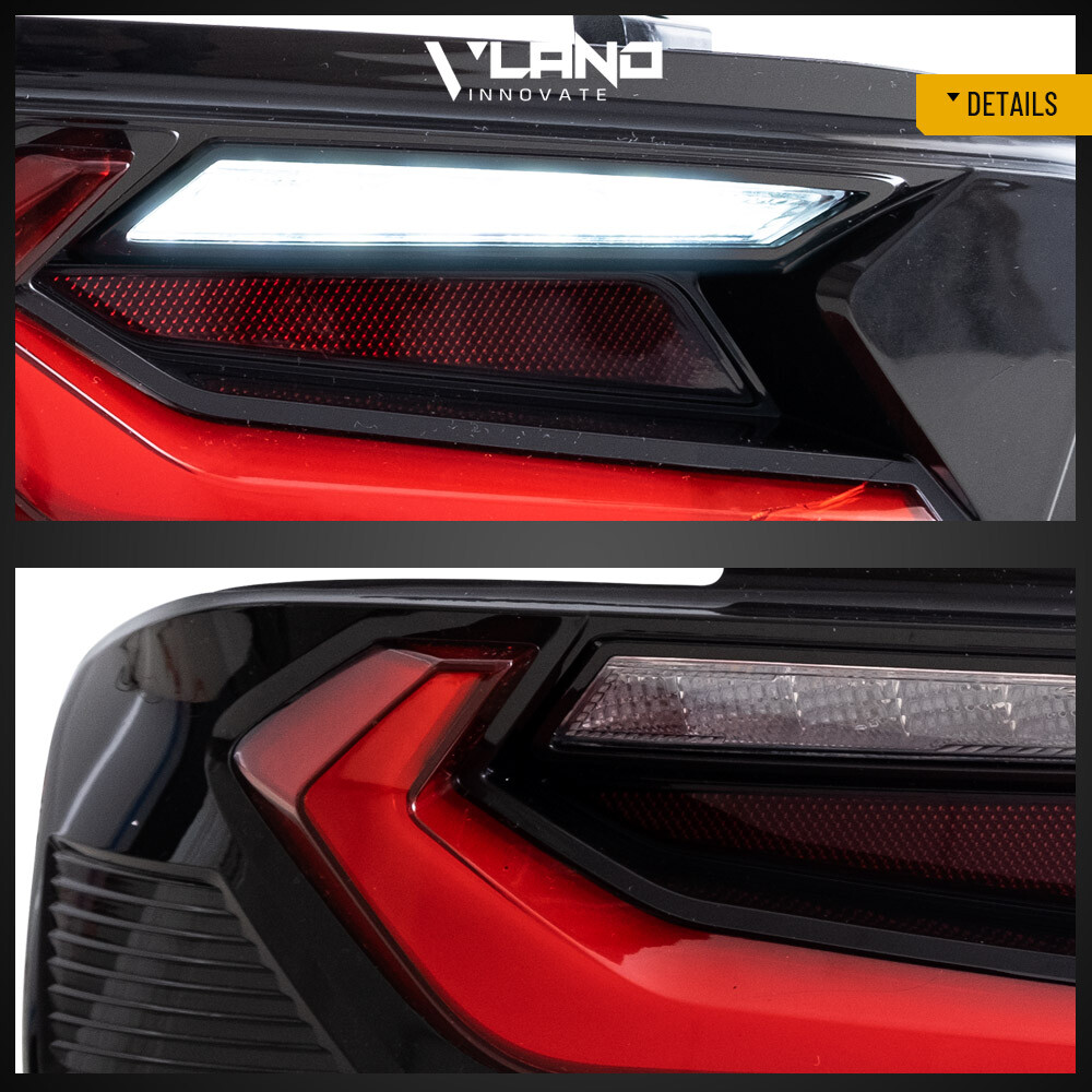 SET VLAND DRL FULL Smoked LED Tail Lights For Chevy Camaro 2016-2018 Assembly