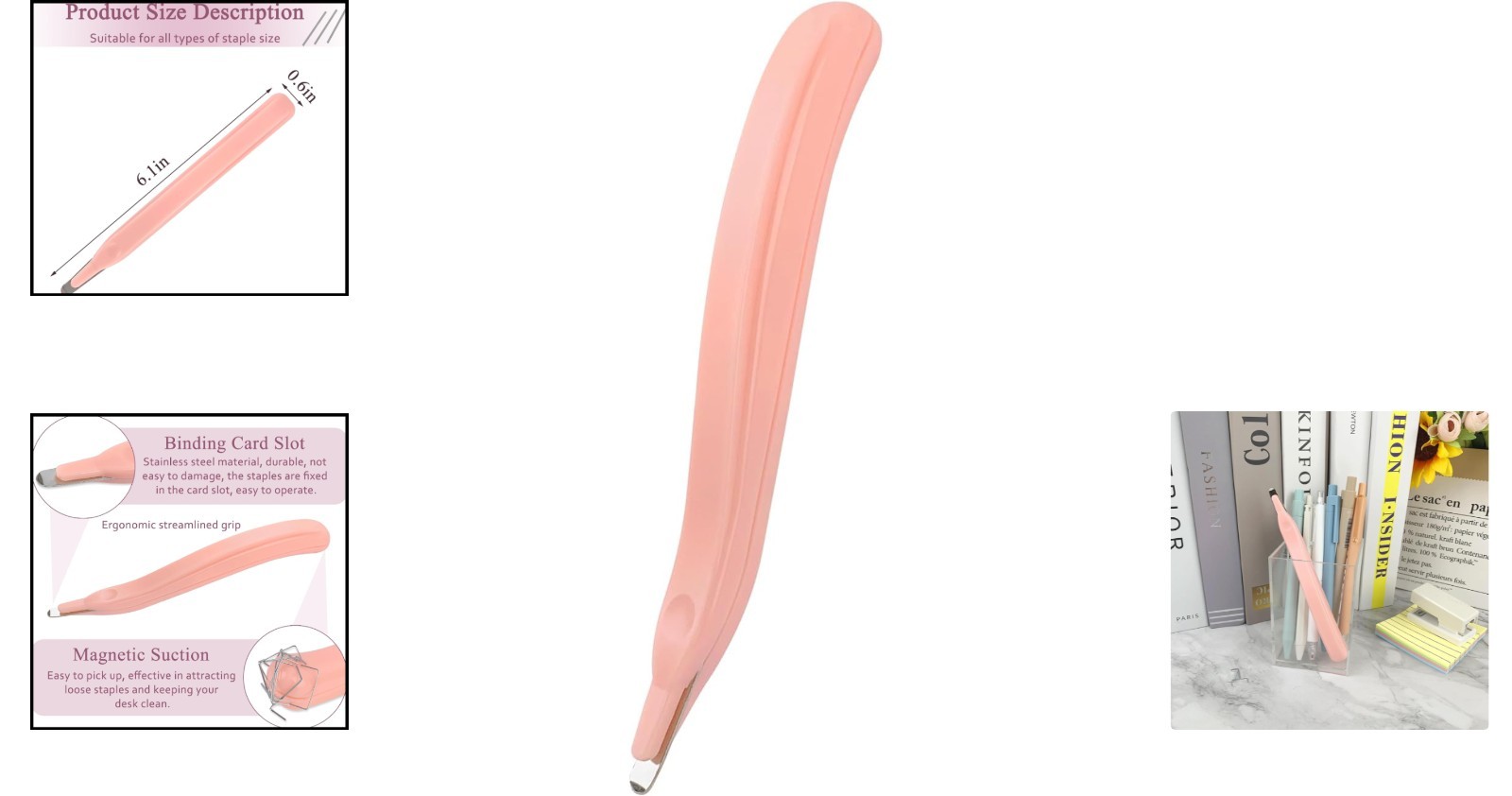 Professional Durable Staple Puller with Magnetic Tip for Easy Removal – Pink