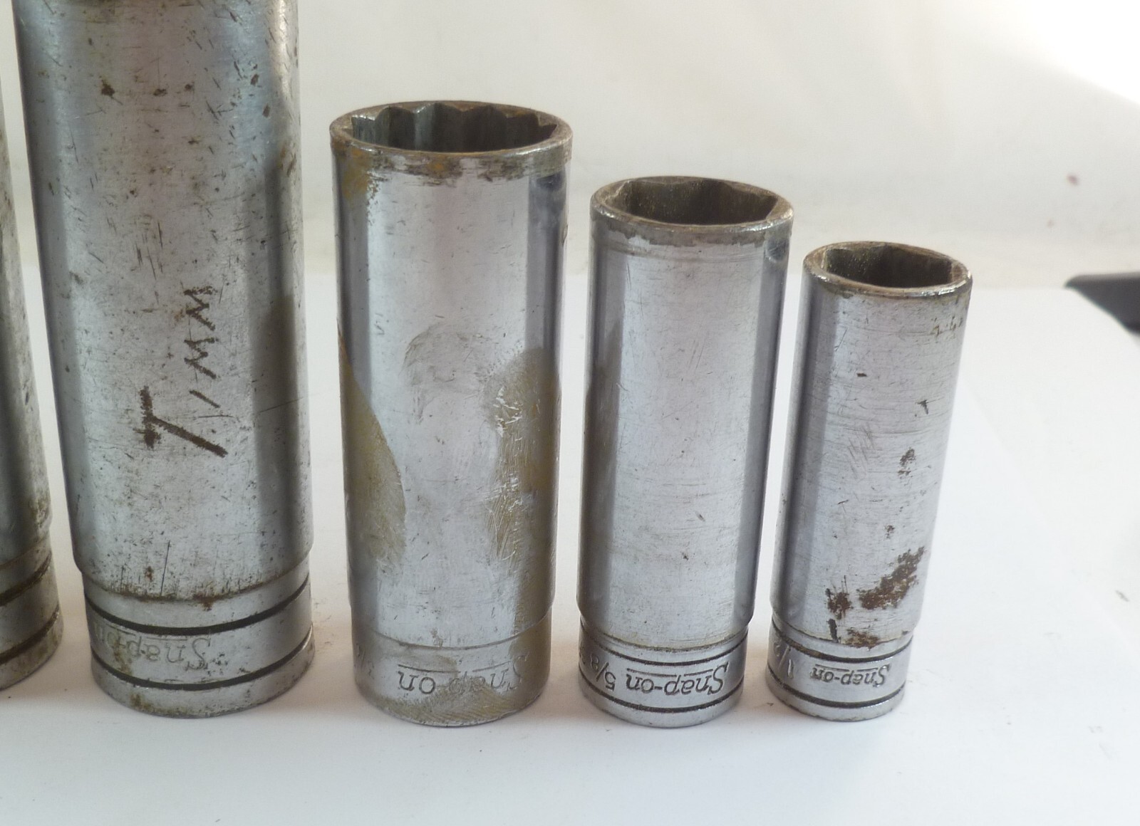 7pc Snap On Tools Deep Sockets Mixed Set – 4 are 1/2″ drive, 3 are 3/8″ drive