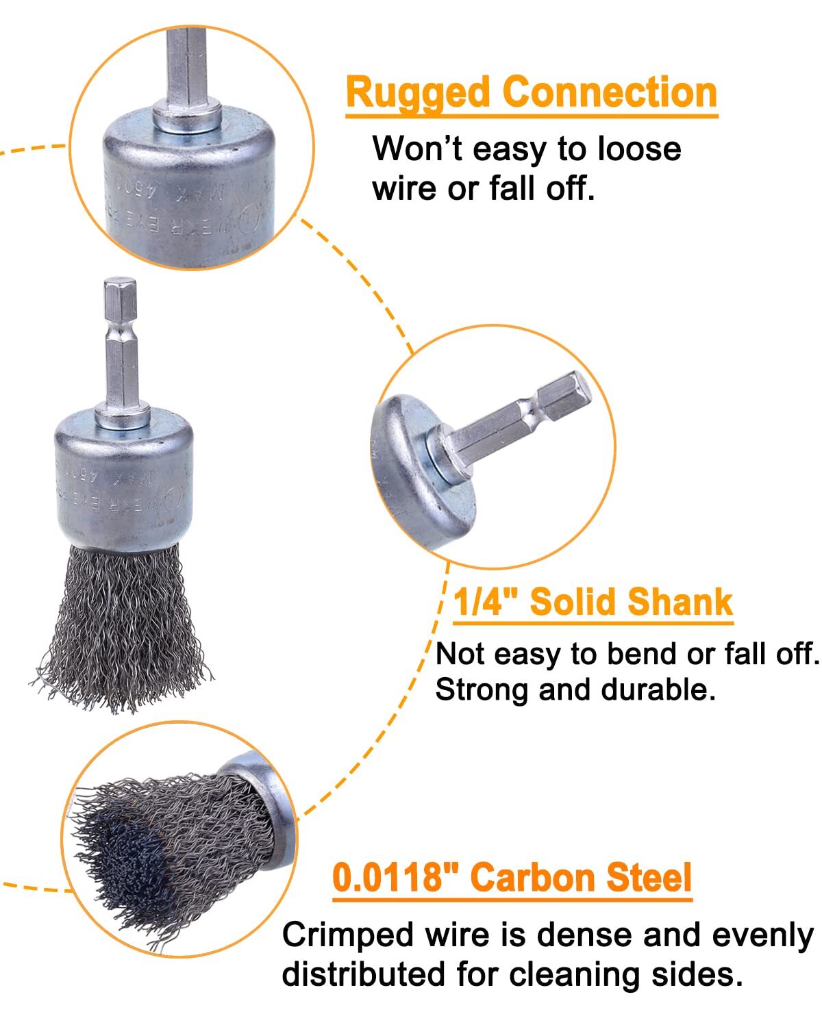 Rocaris 30 Pack Carbon Steel Wire Wheel Brush with 1/4-Inch Hex Shank, Pen…