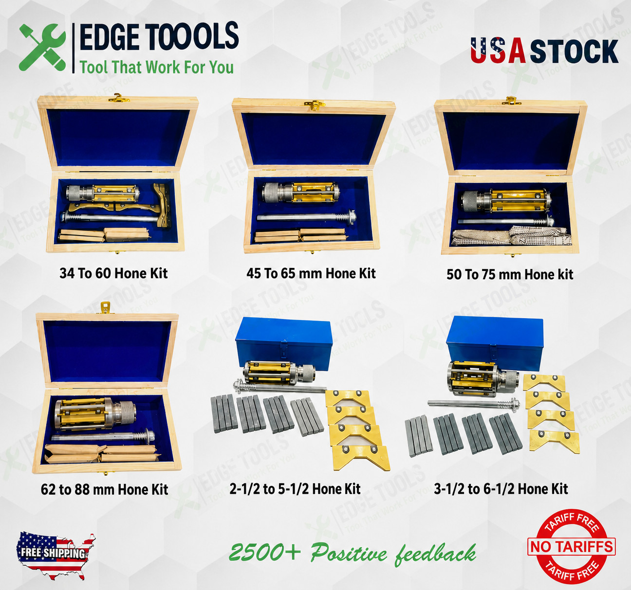 New Cylinder Engine Hone Kit + 4 Set Honing Stones All Sizes Available EDGE TOOL