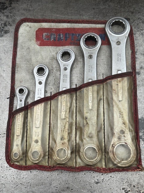 NICE Vintage Craftsman Double Box End Ratcheting Wrench Set With Pouch