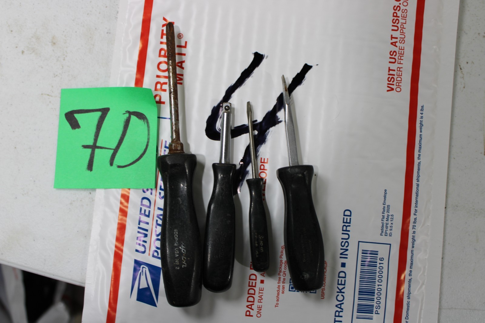 Snap-on 4pc BLACK Hard Handle Flat Tip #2 Phillips Screwdriver Socket Black