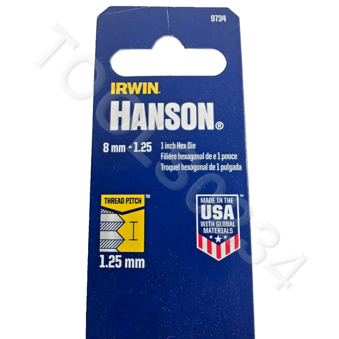 M8 X 1.25 Metric 1″ Hex Die Irwin Hanson 6634 9734 8MM Carbon Steel USA RH Rethd