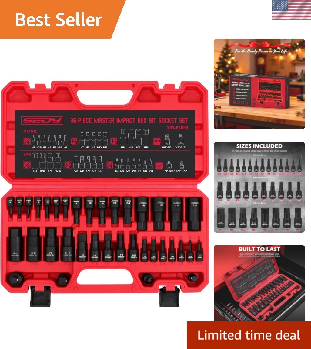 Comprehensive 36-Piece Impact Socket Set: Laser-Etched for Easy Identification