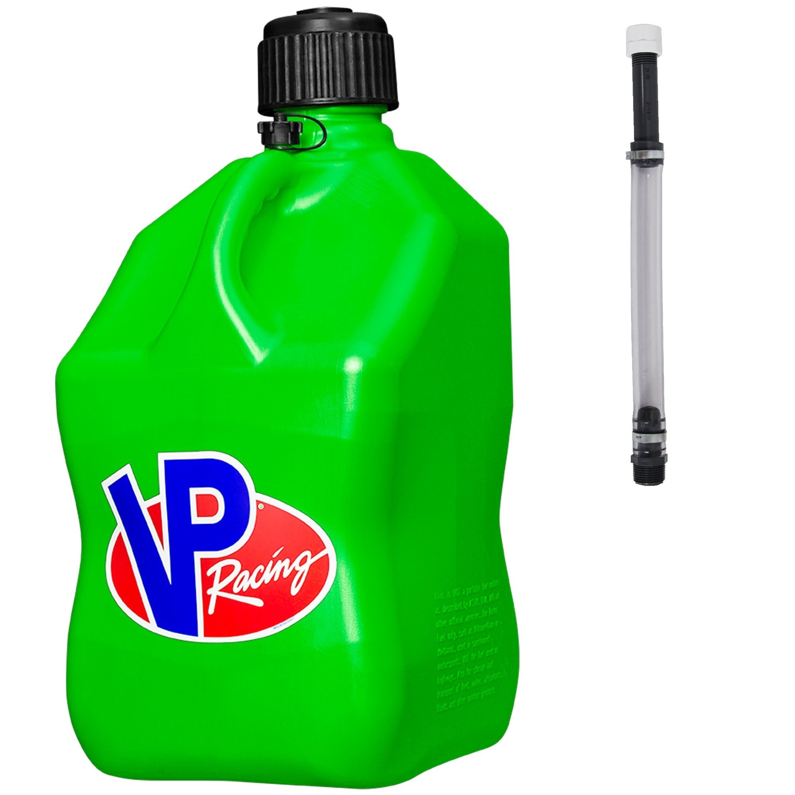 VP Racing Square Fuel Jug 5 Gallon Green – With Filler Hose