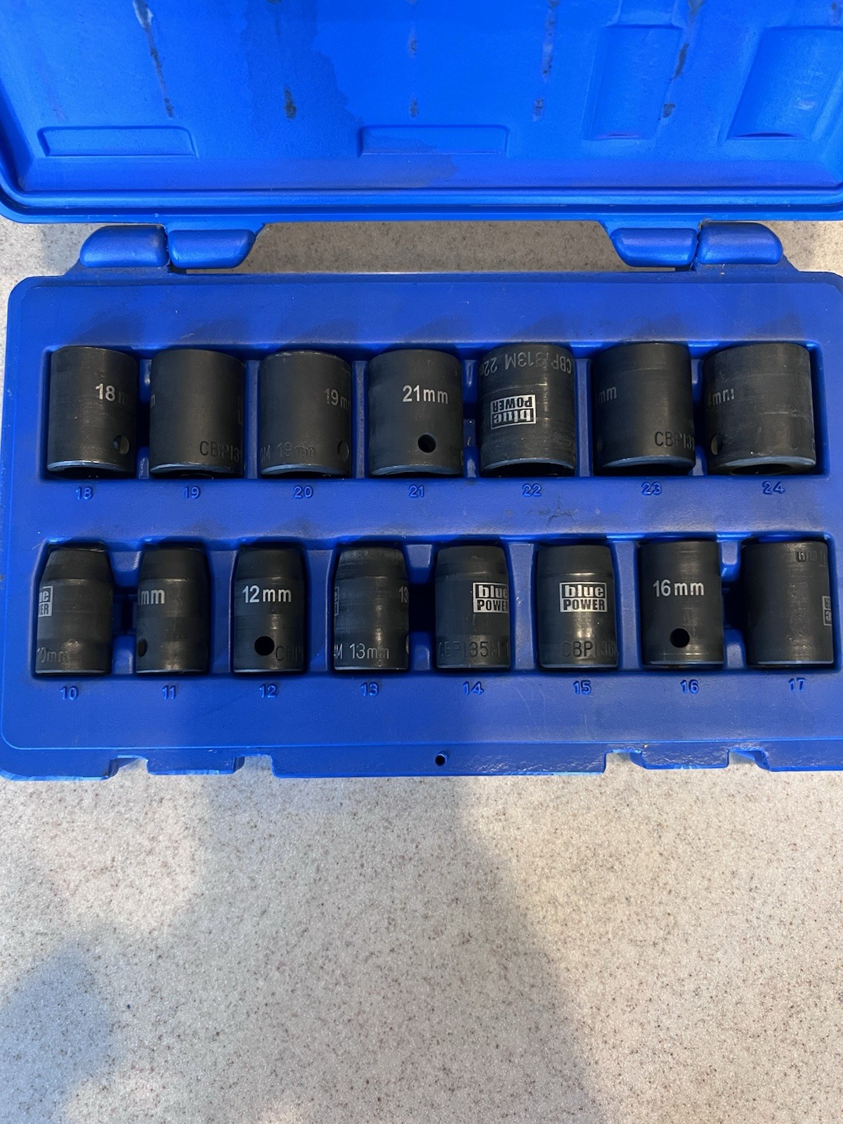 #bn386 Cornwell Blue Power CBPI3M 15pc Metric 1/2″ Driver Socket Set 10-24mm