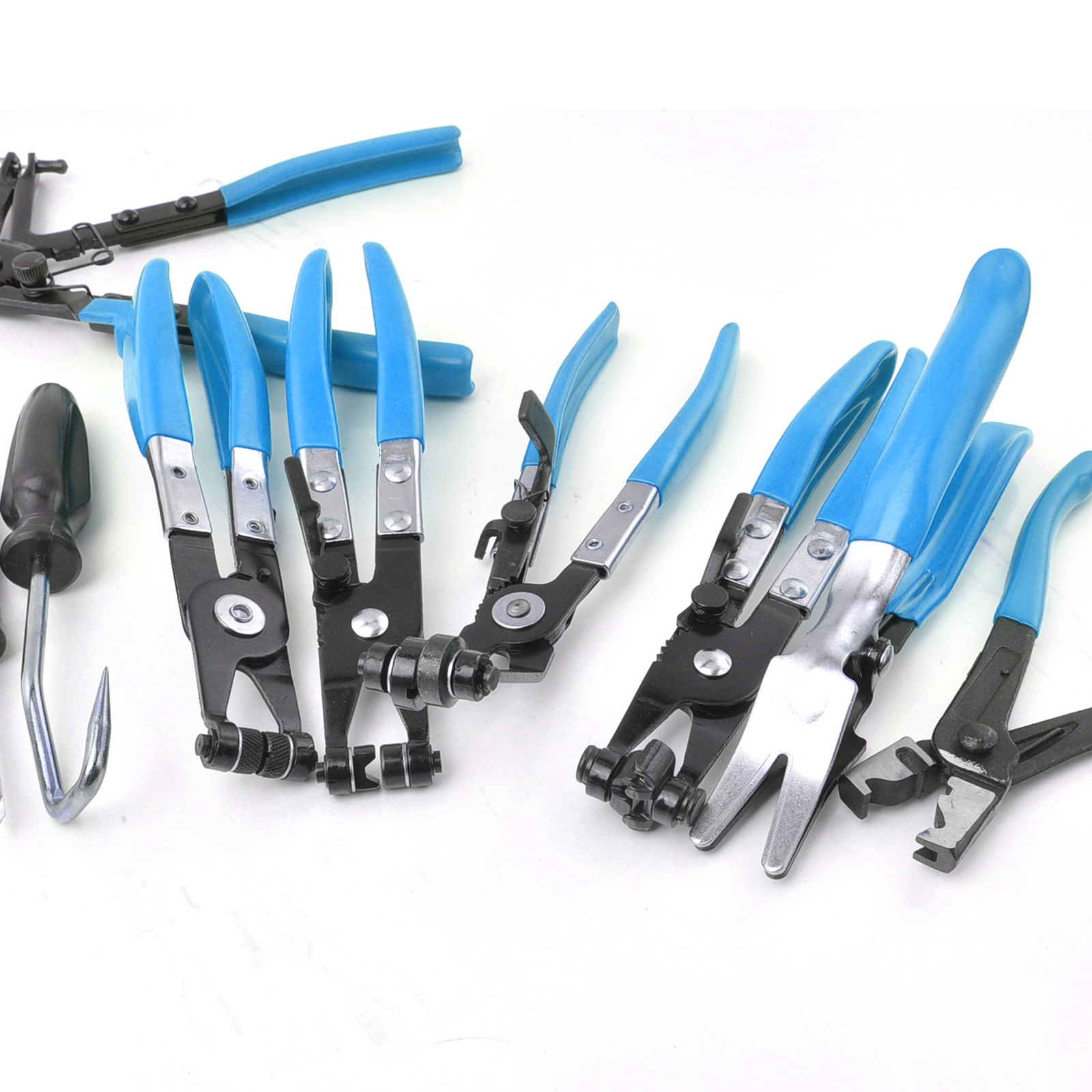 Pro 9PC Hose Clamp Clip Plier Set Swivel Jaw Flat Angled Band Automotive Tools
