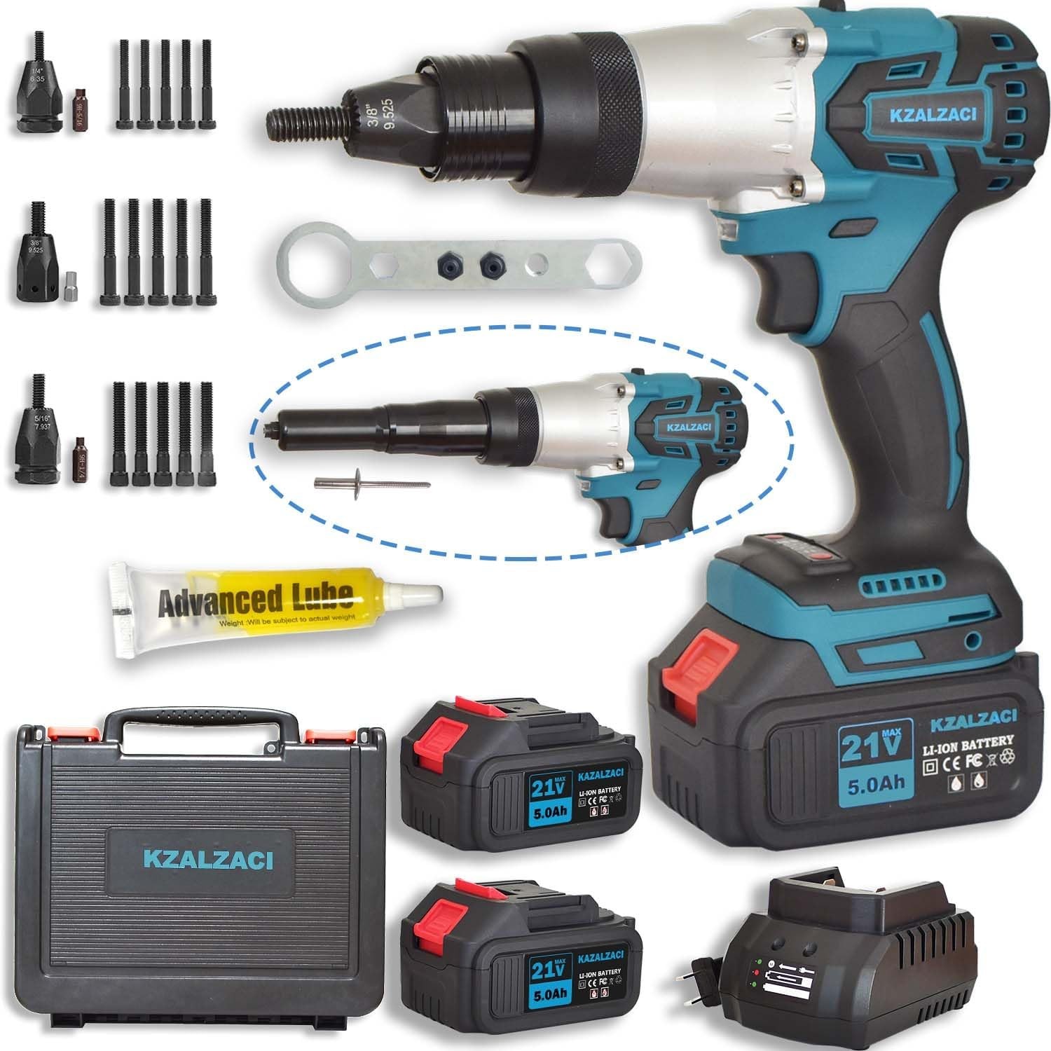 2in1 Electric Rivet/Rivet Nut Tool, Cordless Rivet Gun for Nuts(1/4″,…