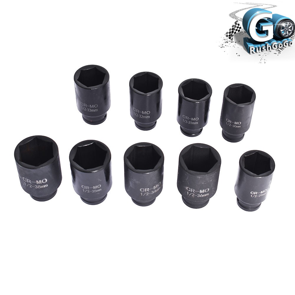 Deep Impact Socket Tool 9PCS Set 1/2″ Drive Metric Axle Hub Nut Socket 29-38mm