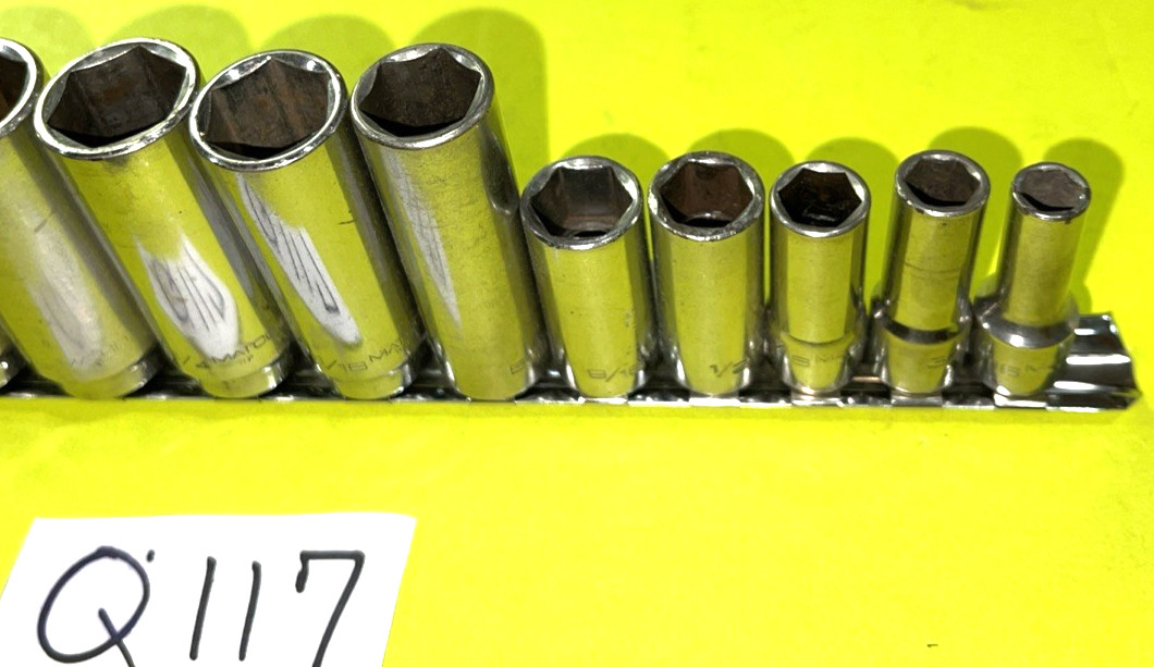 MATCO TOOLS 12 PIECE 3/8 DRIVE SAE. DEEP 6 POINT SOCKET SET 5/16 THROUGH 1 INCH