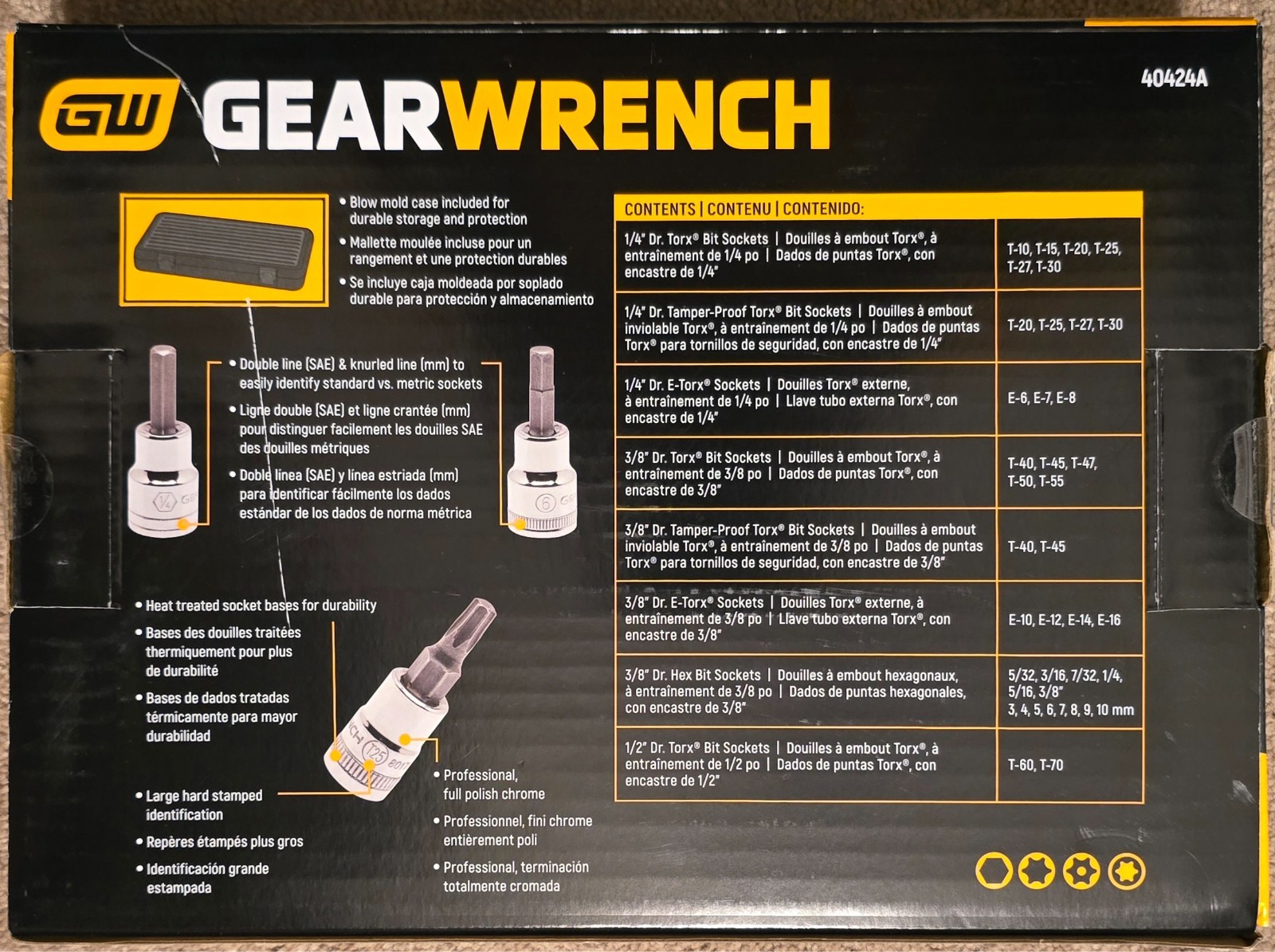 GearWrench 40 pc.Torx and Bit Socket Set 40424A New!