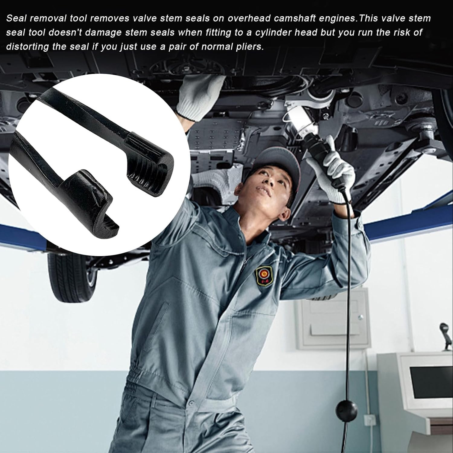 10.5in Car Valve Seal Pliers Stem Removal Tool Long Nose Narrow Access Oil Plier