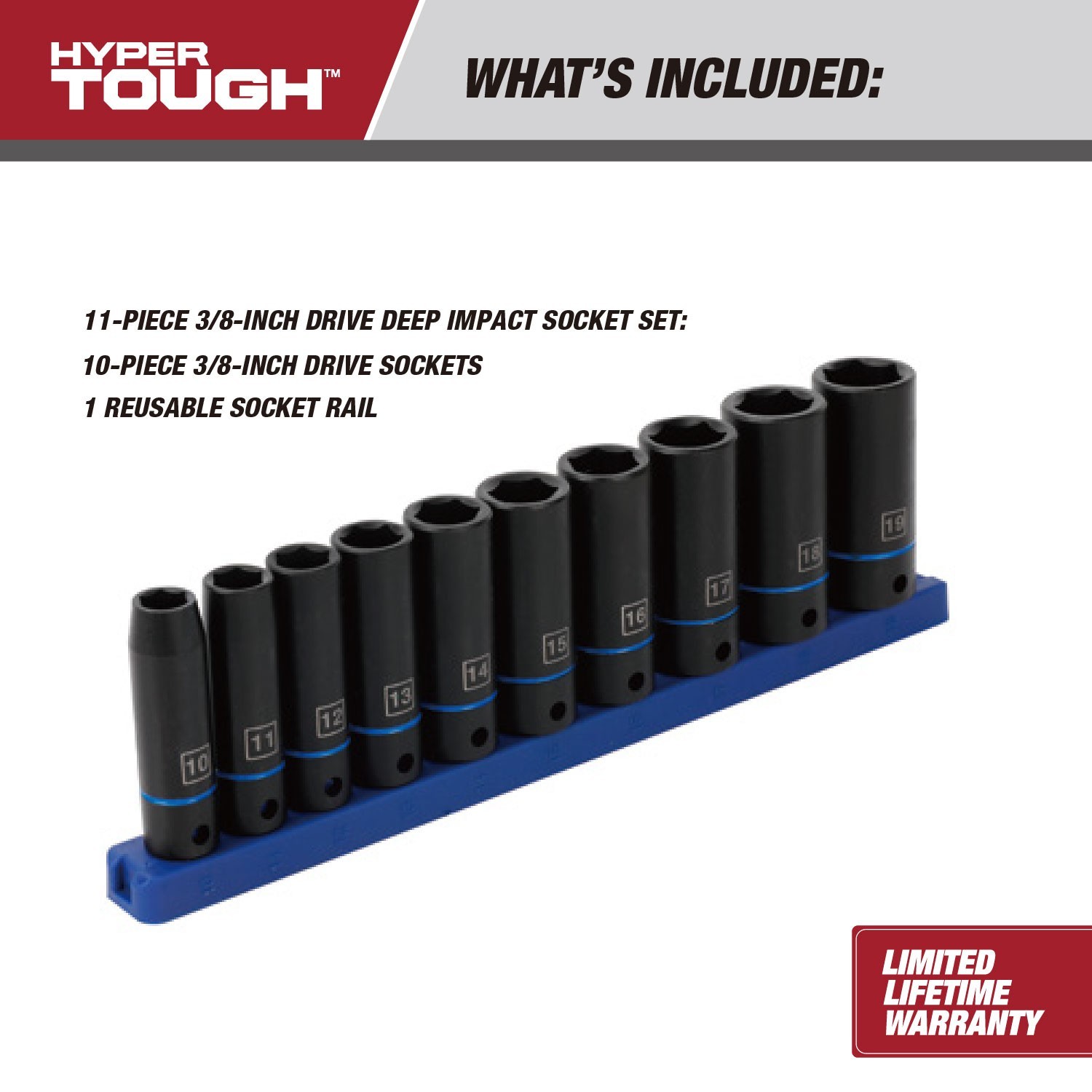 Hyper Tough 11Pc 3/8 Drive Deep Metric Socket Set Free Shipping
