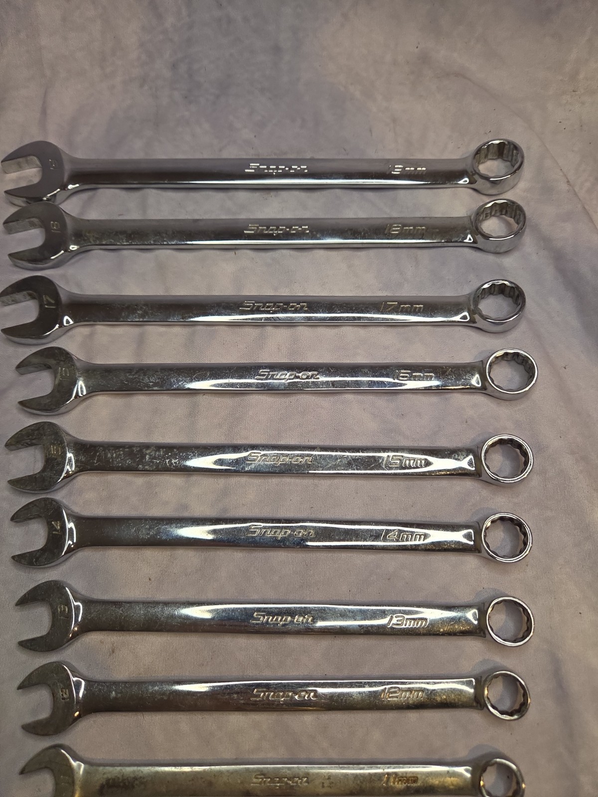 Snap-On Tools 11-Piece Metric 9mm-19mm Combination Wrench Set OEXM