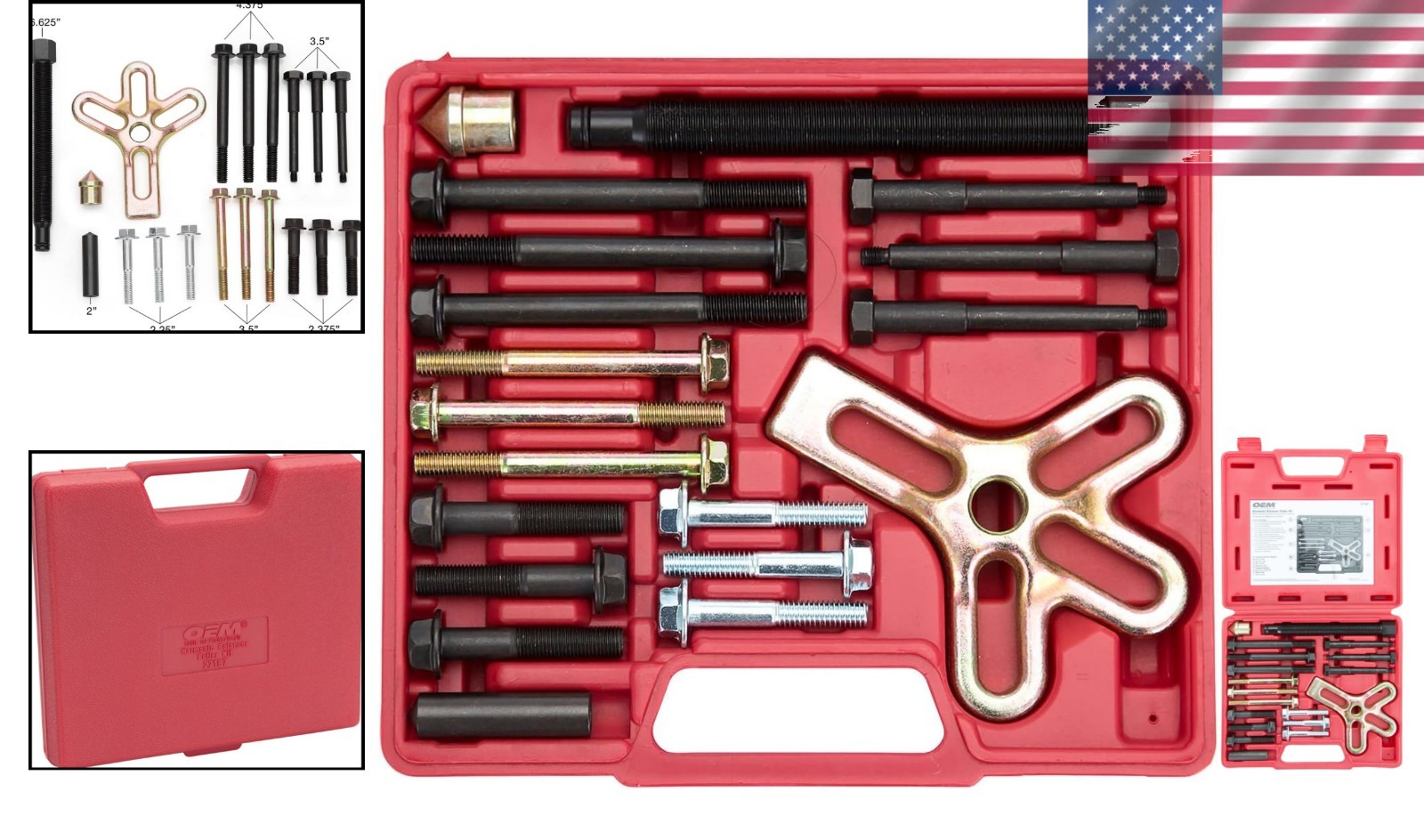 Durable 27187 Harmonic Balancer Puller Kit – Heat-Treated, 19 Alloy Steel Pieces