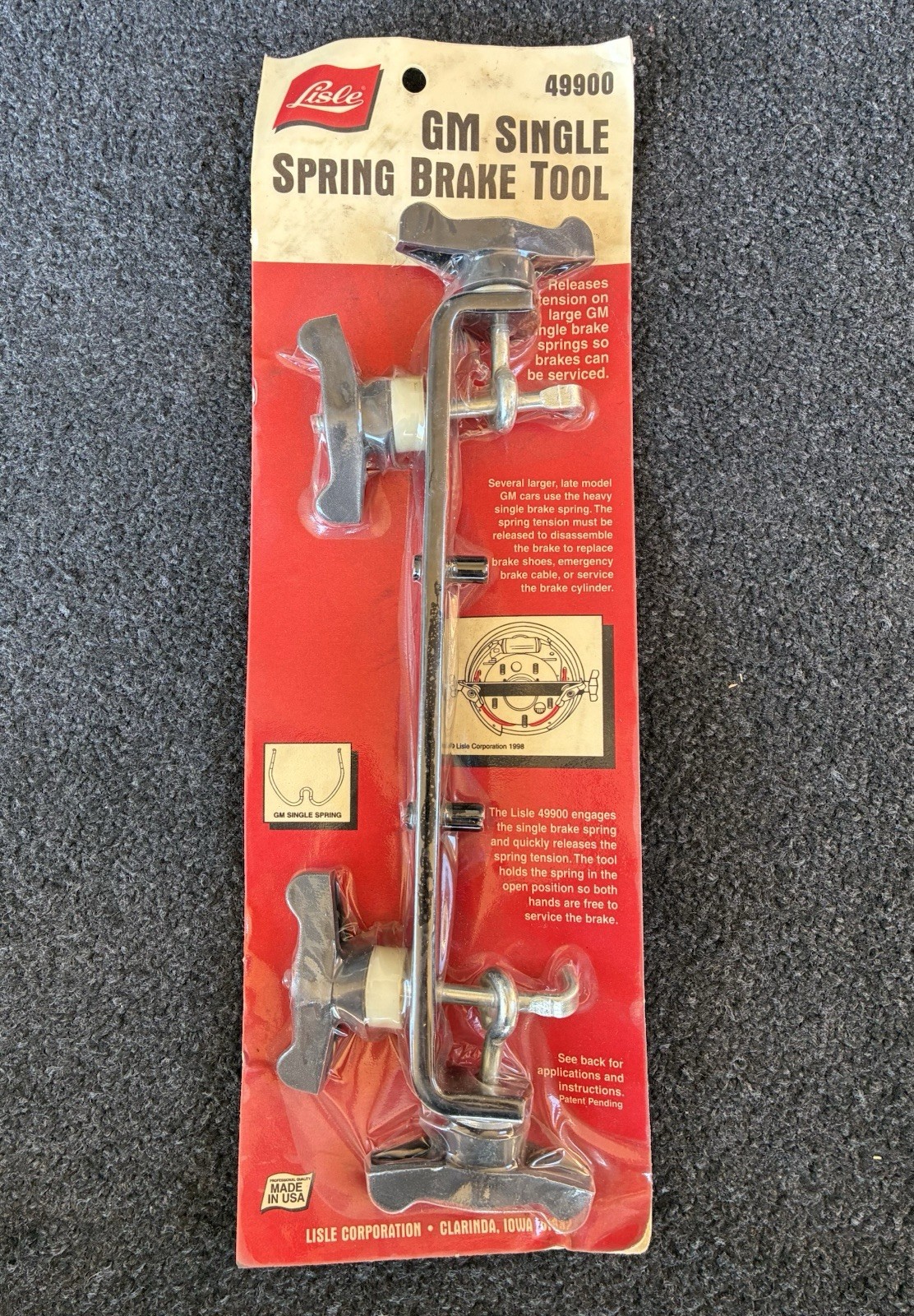 Lisle 49900 GM Single Spring Brake Tool NOS New Old Stock MADE IN USA