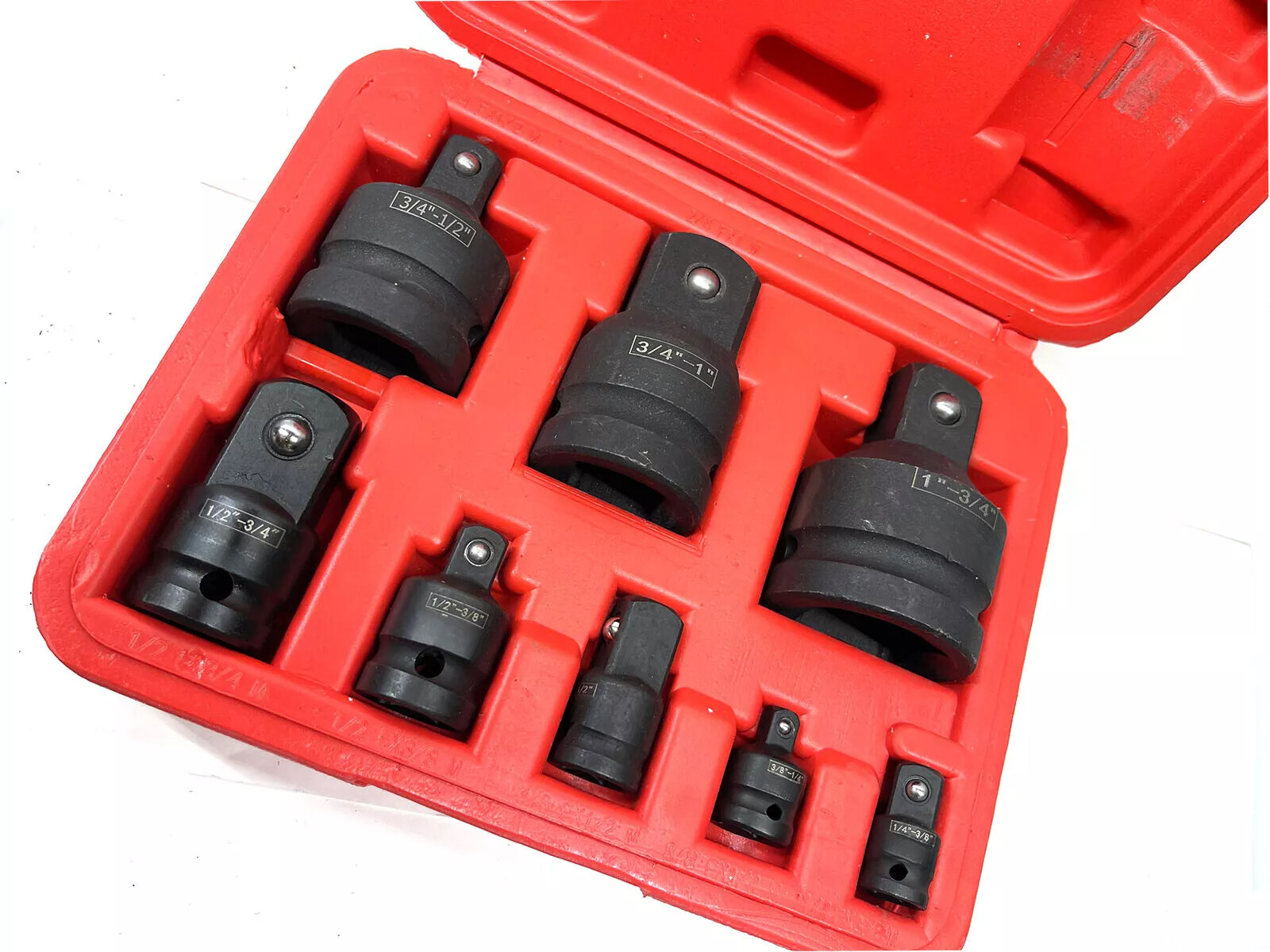 8Pcs Impact Socket Reducer Adapter Set Convertor Adaptors 1/4″ 3/8″ 1/2″ 3/4″ 1″