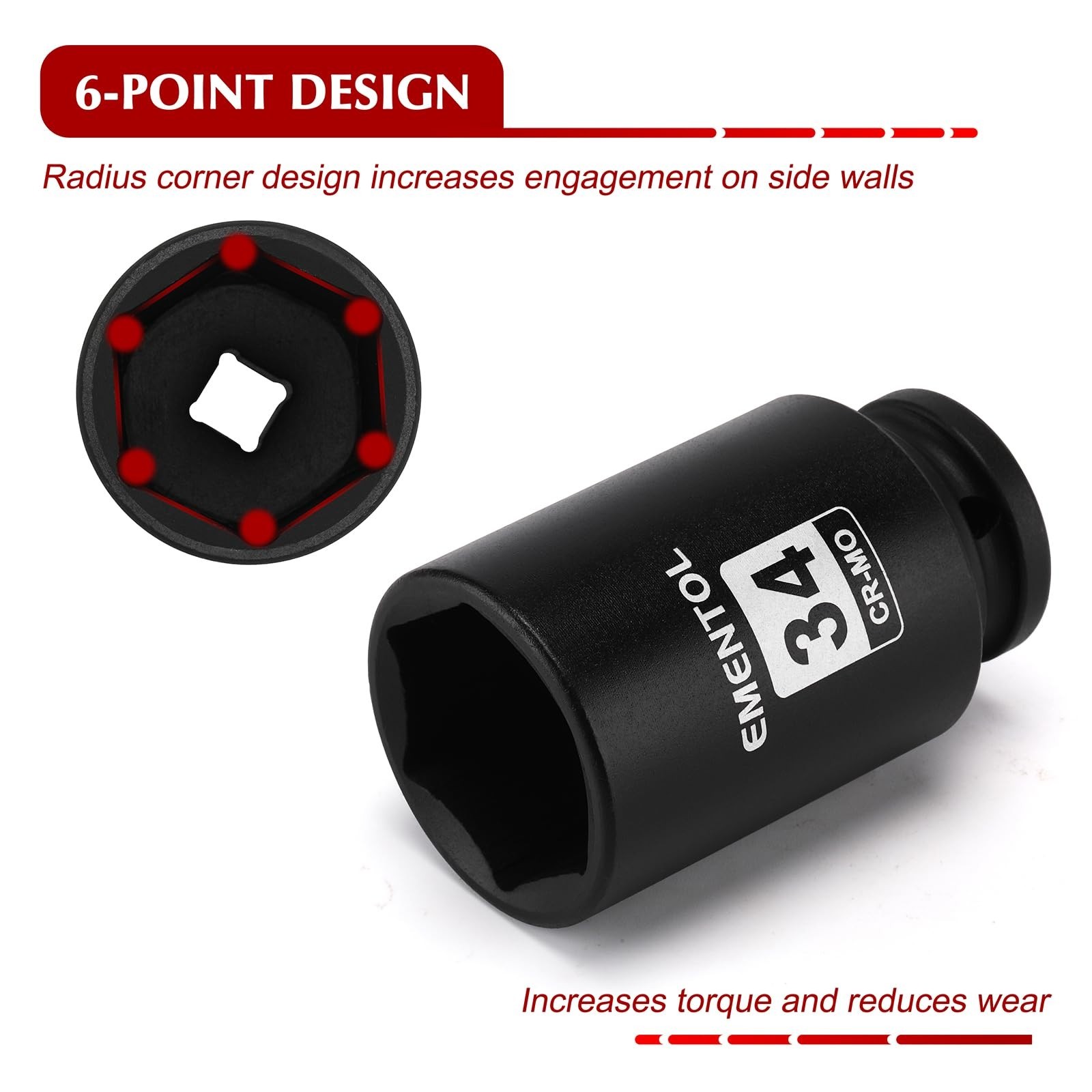 11PCS 1/2″ Drive Metric Spindle Axle Nut Impact Socket Set, CR-MO, 6 Point, 27mm