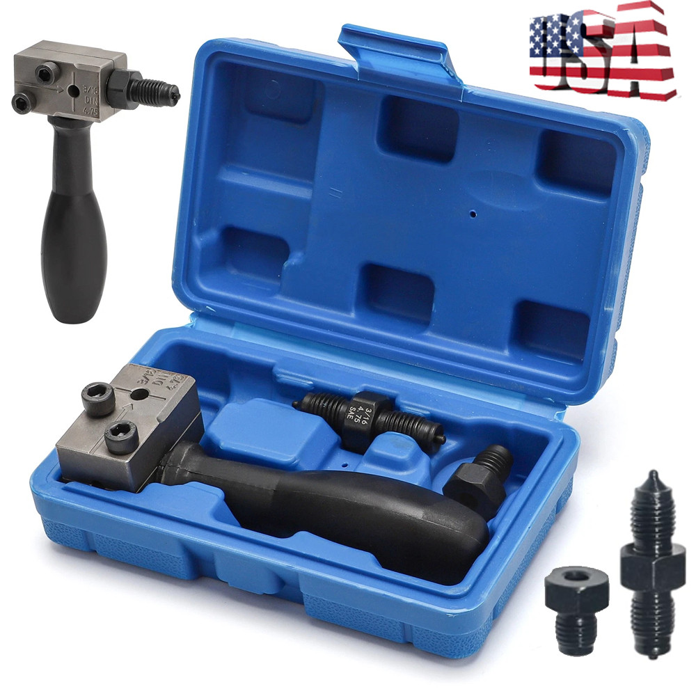 Car Brake Line Flaring Tool Kit 3/16″ 45° SAE Double Flare for Auto Pipe Repair