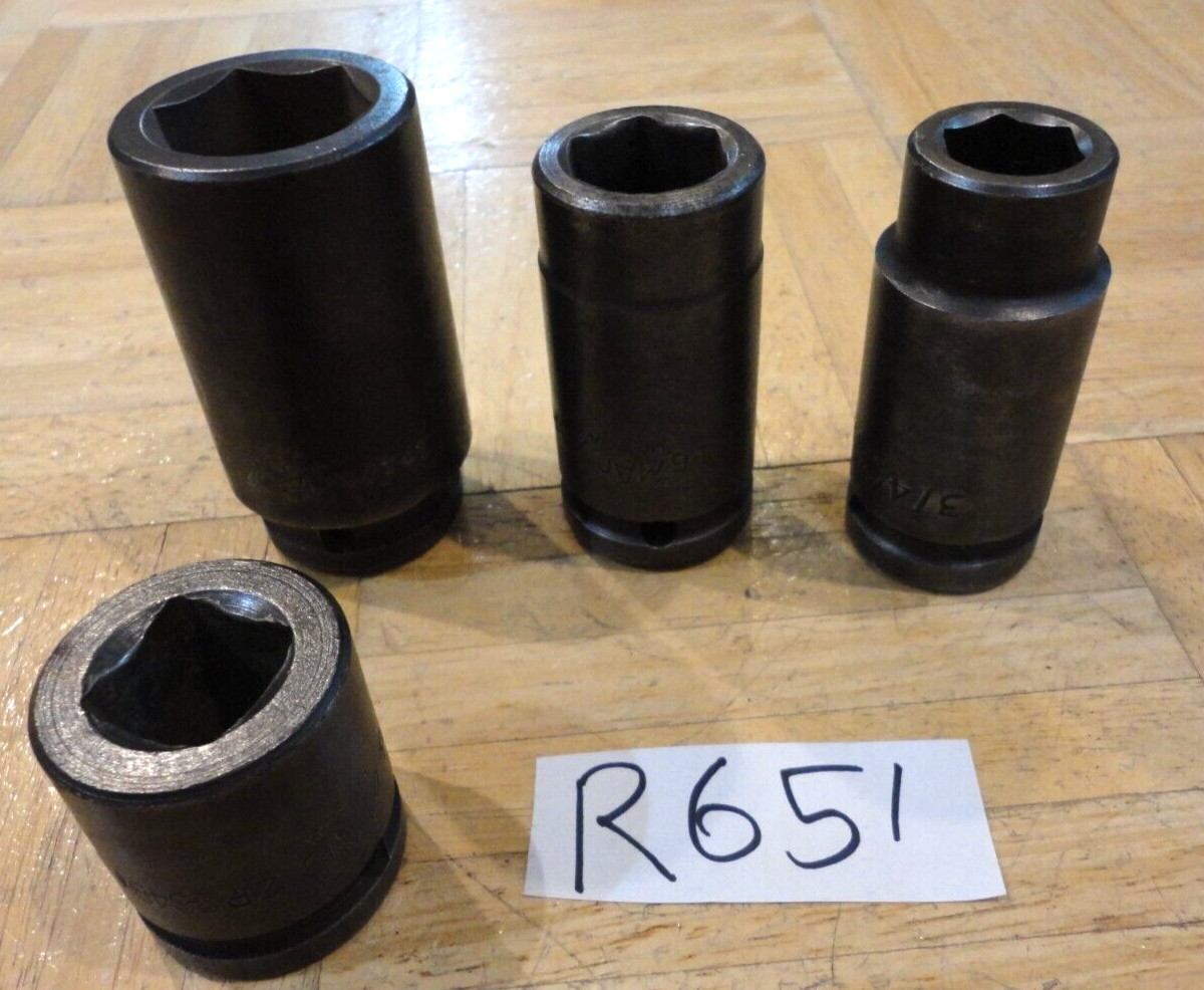 MAC TOOLS 4 PIECE 3/4 DRIVE SAE. DEEP IMPACT & SHORT BUD WHEEL SOCKETS