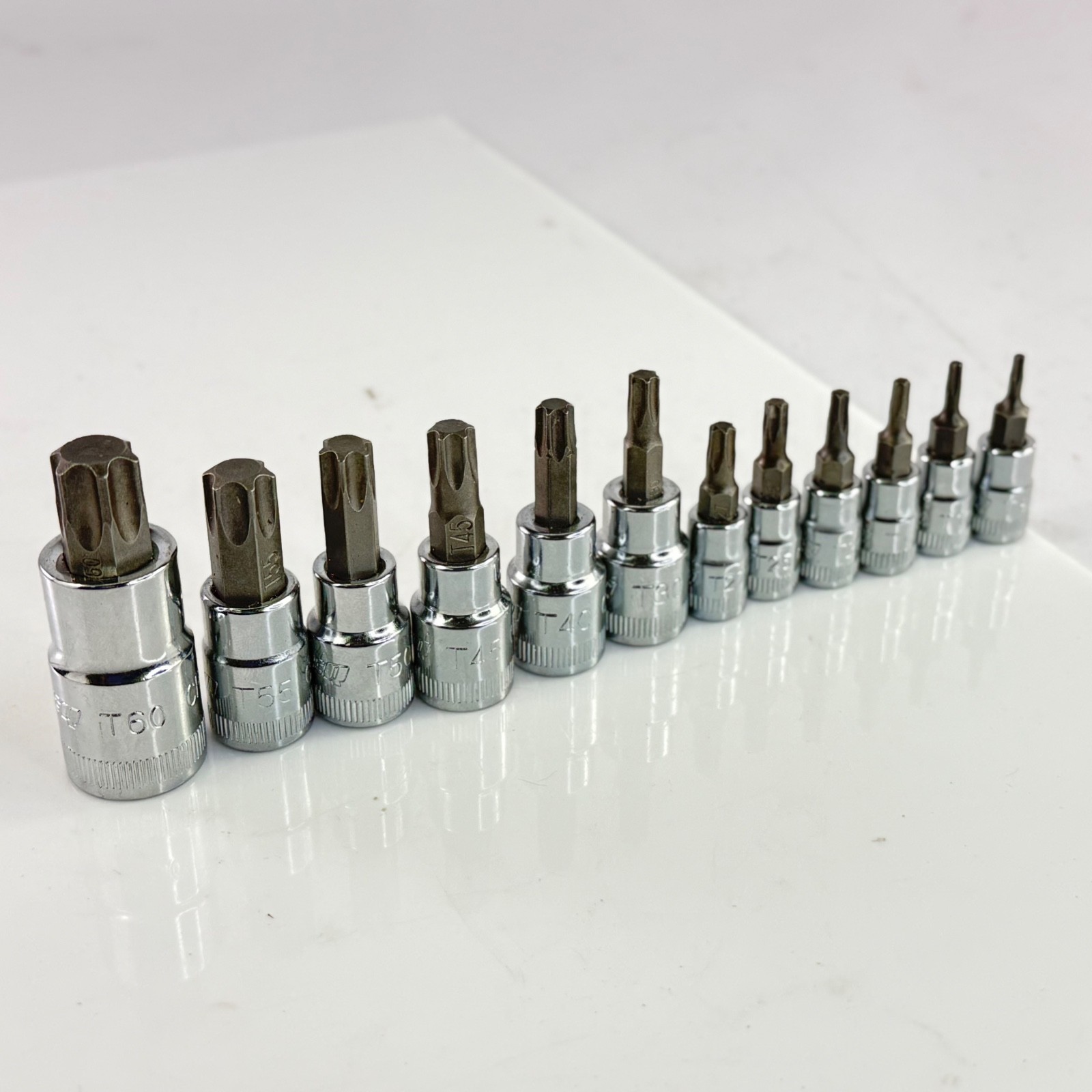 TEQ Professional 11 Piece 3/8″ Drive Torx Star Bit Socket Set T15-T60 Chrome