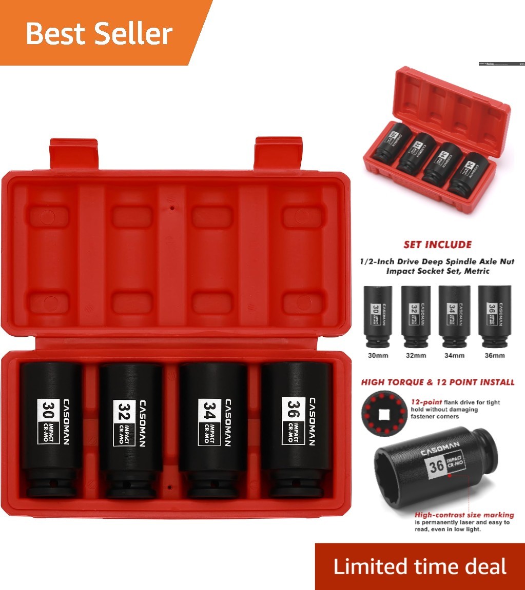 Durable Chrome Molybdenum Impact Socket Set – 1/2-Inch Drive, Deep Design