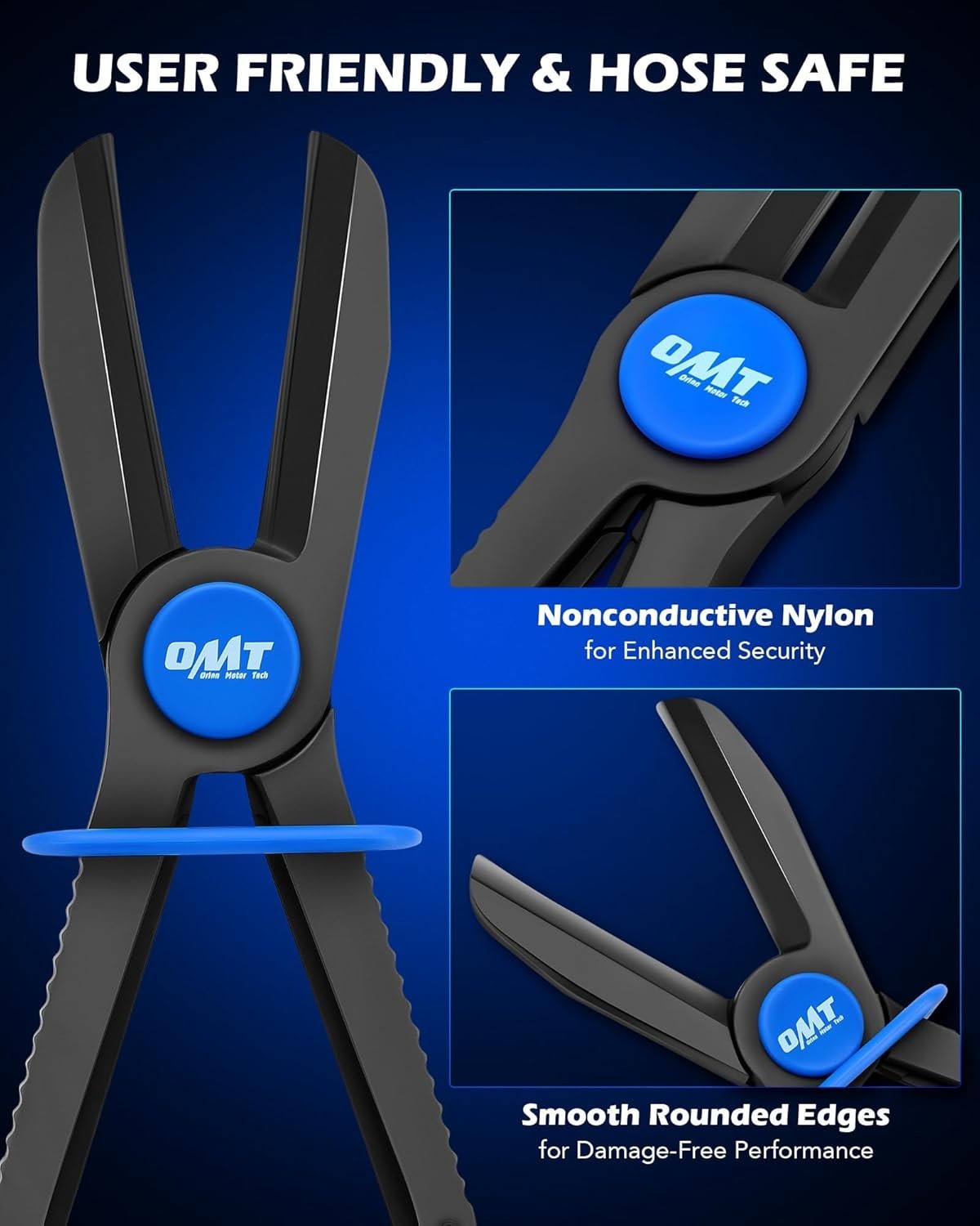 Orion Motor Tech Hose Pinch Off Pliers, 3 Piece Long Reach Straight, Blue
